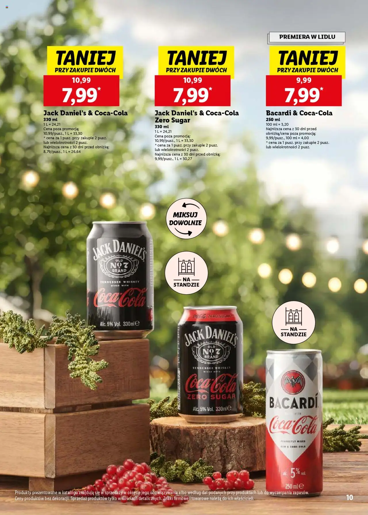 Lidl Katalog alkoholi mocnych od 05.05.2025 | Strona: 10 | Produkty: Coca Cola zero, Coca cola, Jack Daniel's