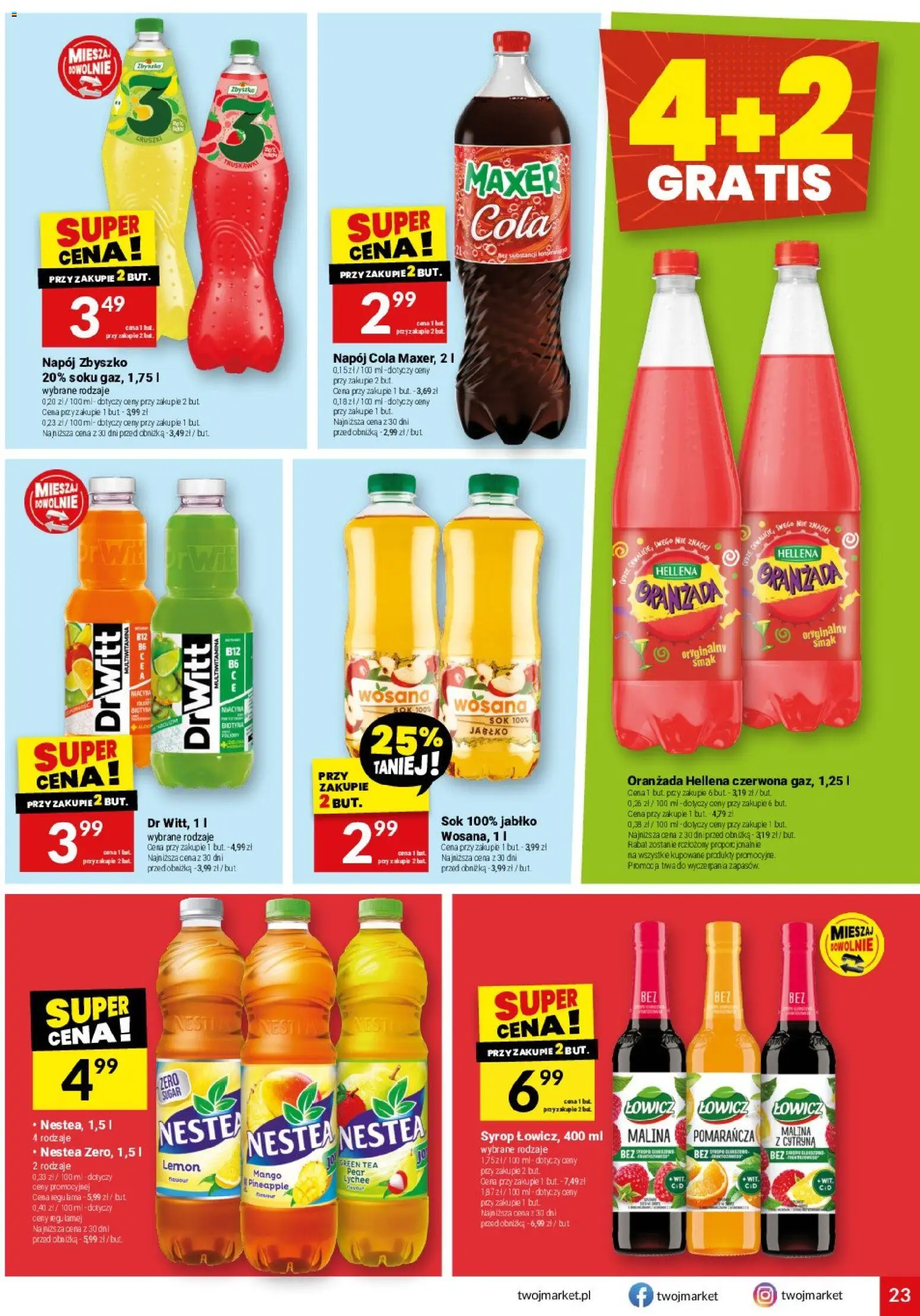 Twój Market Gazetka od 18.02.2026 | Strona: 23 | Produkty: Cytryna, Mango, Oranżada hellena, Sok