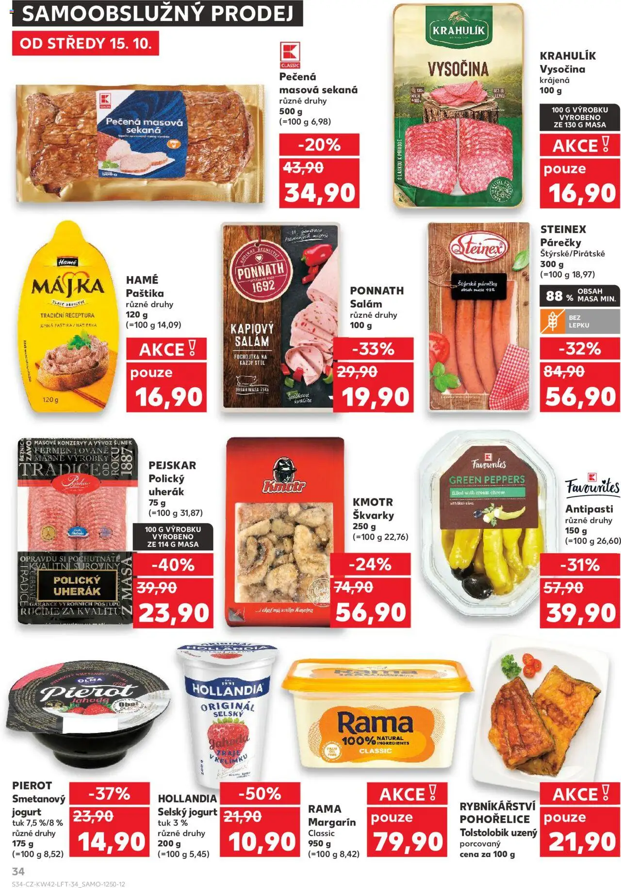Kaufland leták - Chomutov od 15.10.2025 | Strana: 34 | Produkty: Uherák, Salám, Vysočina, Margarín
