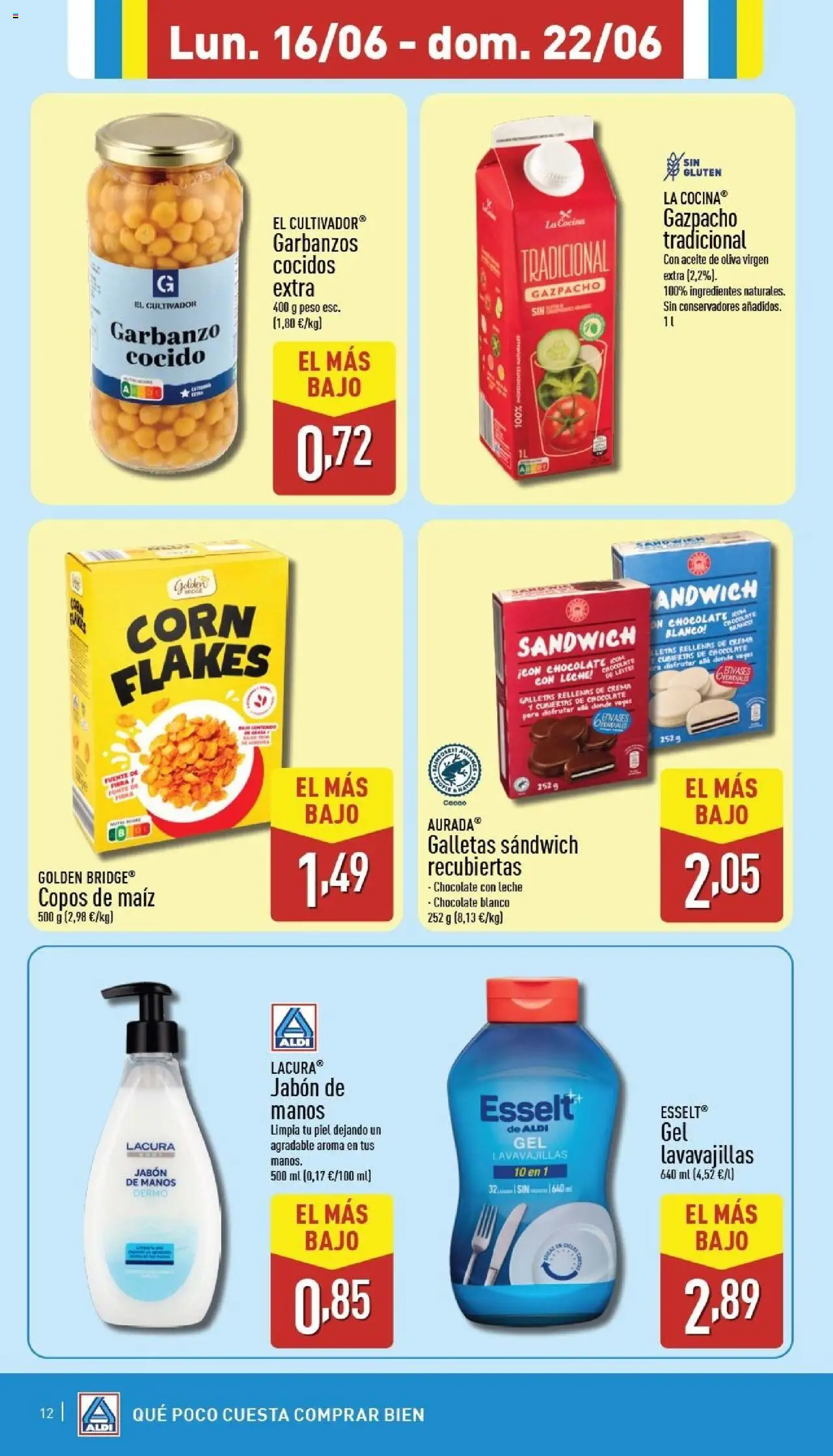 Aldi folleto Canarias │ válido desde el 16.06.2025 | Página: 12 | Productos: Leche, Aceite, Galletas, Copos