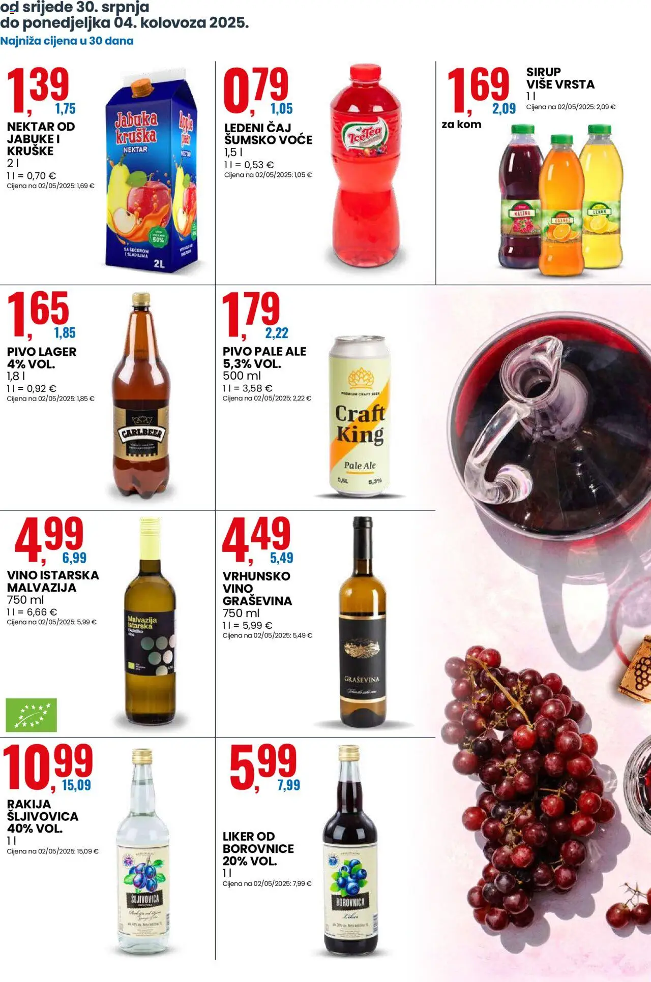 Eurospin katalog | vrijedi od 30.07.2025 | Stranica: 5 | Proizvodi: Šljivovica, Ledeni čaj, Čaj, Rakija