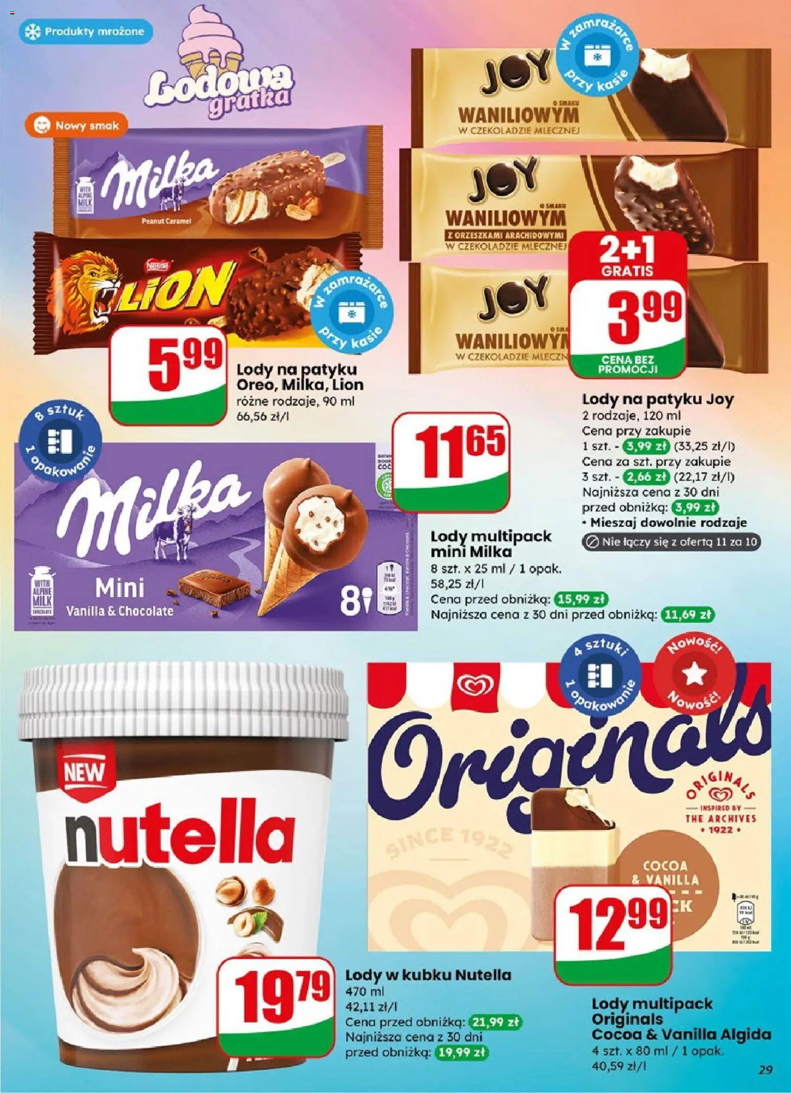 Dino gazetka od 08.04.2026 | Strona: 29 | Produkty: Nutella, Milka, Lody na patyku, Lody