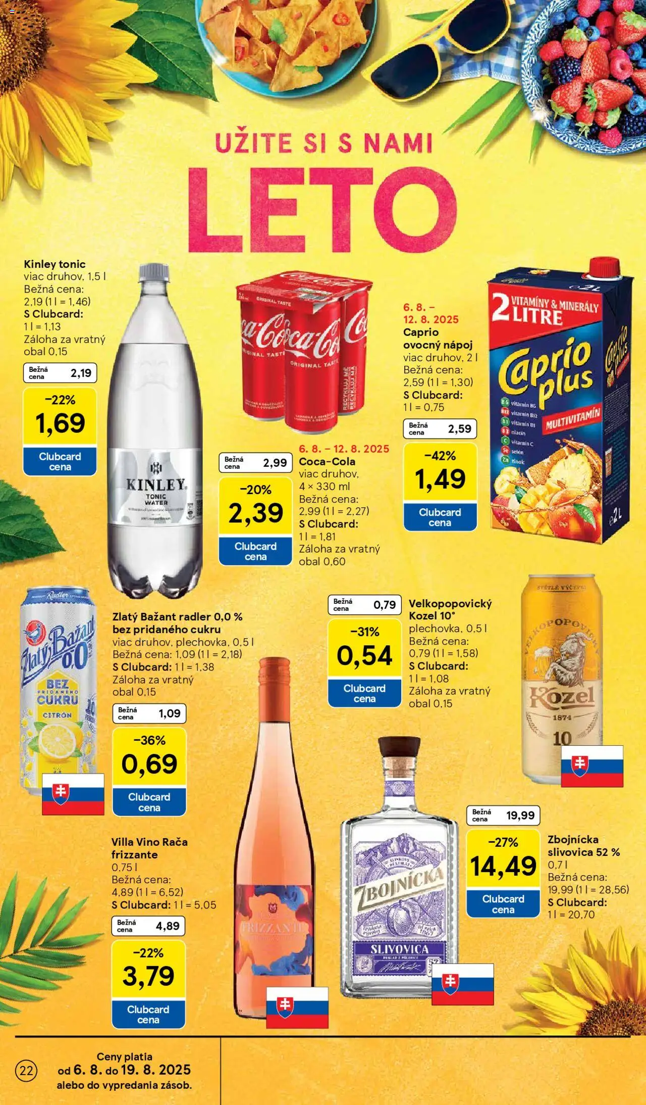 Tesco Hypermarket - leták │ platný od 06.08.2025 | Strana: 22 | Produkty: Víno, Zlatý Bažant, Slivovica, Brandy