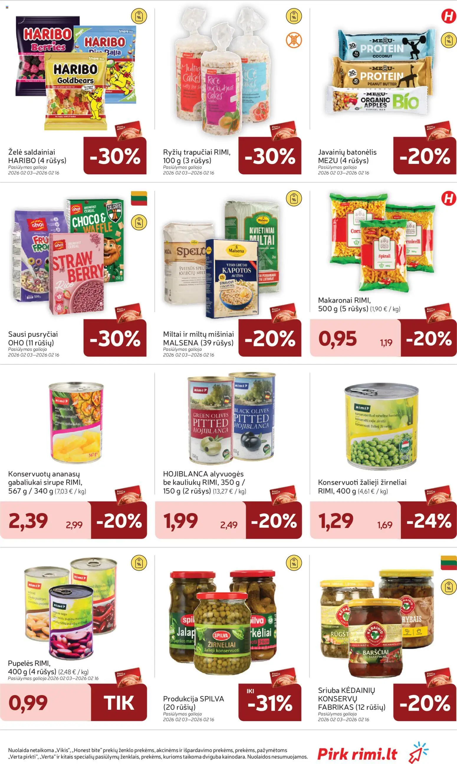 Rimi akcijos nuo 03.02.2026 | Puslapis: 25 | Prekių: Pupelės, Miltai, Žirneliai, Makaronai