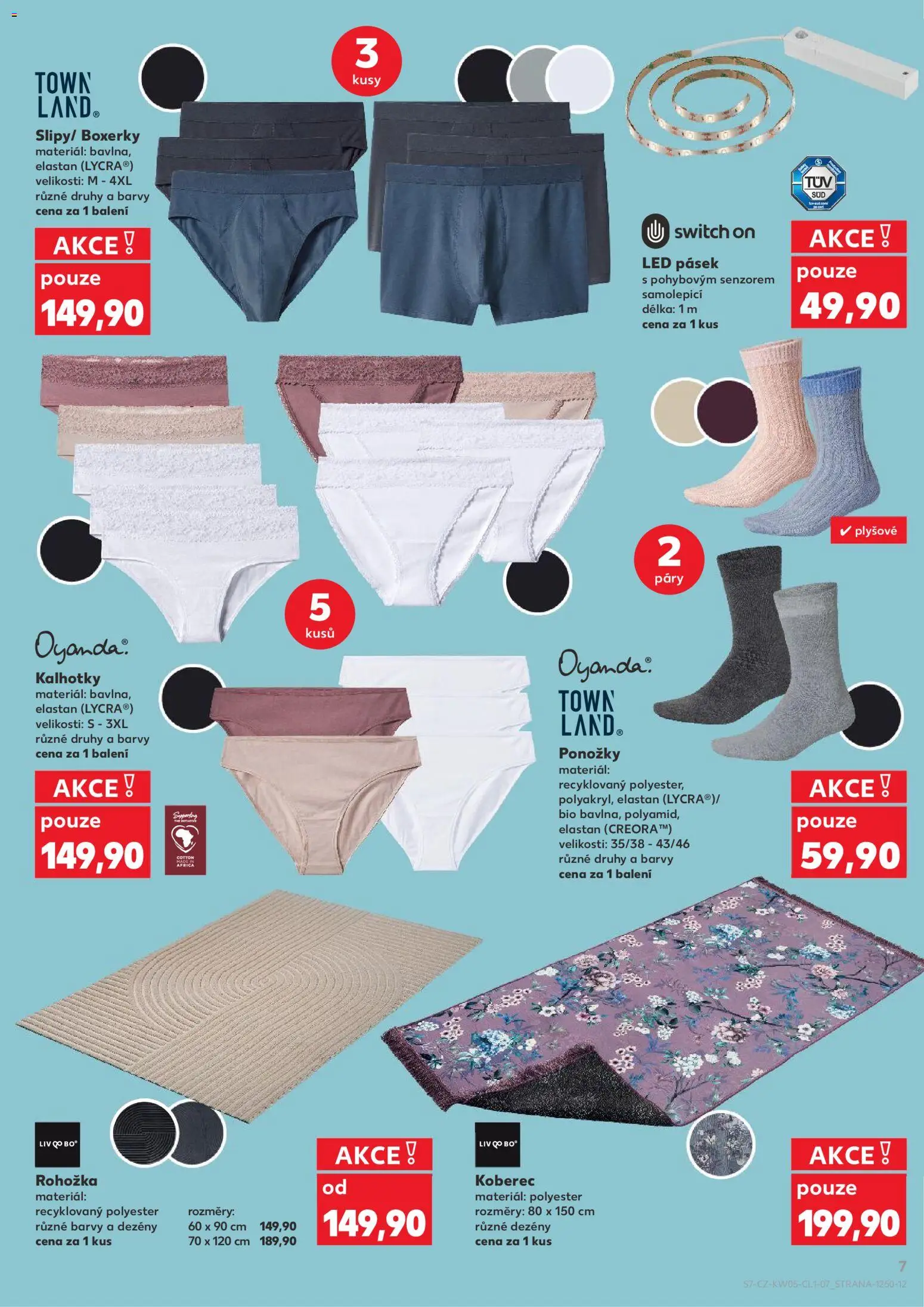 Kaufland leták - Plzeň Bory od 28.01.2026 | Strana: 7 | Produkty: Kalhotky, Ponožky, Boxerky, Koberec