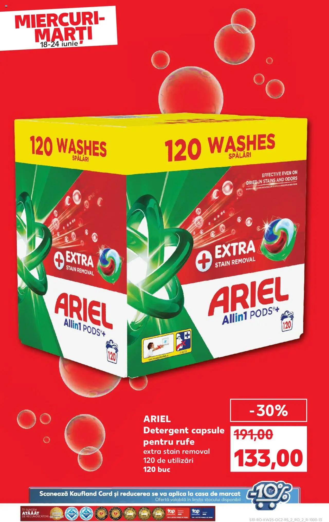 Kaufland RO akciós ujság - amely érvényes a következő dátumtól: 18.06.2025 | Oldal: 19 | Termékek: Ariel