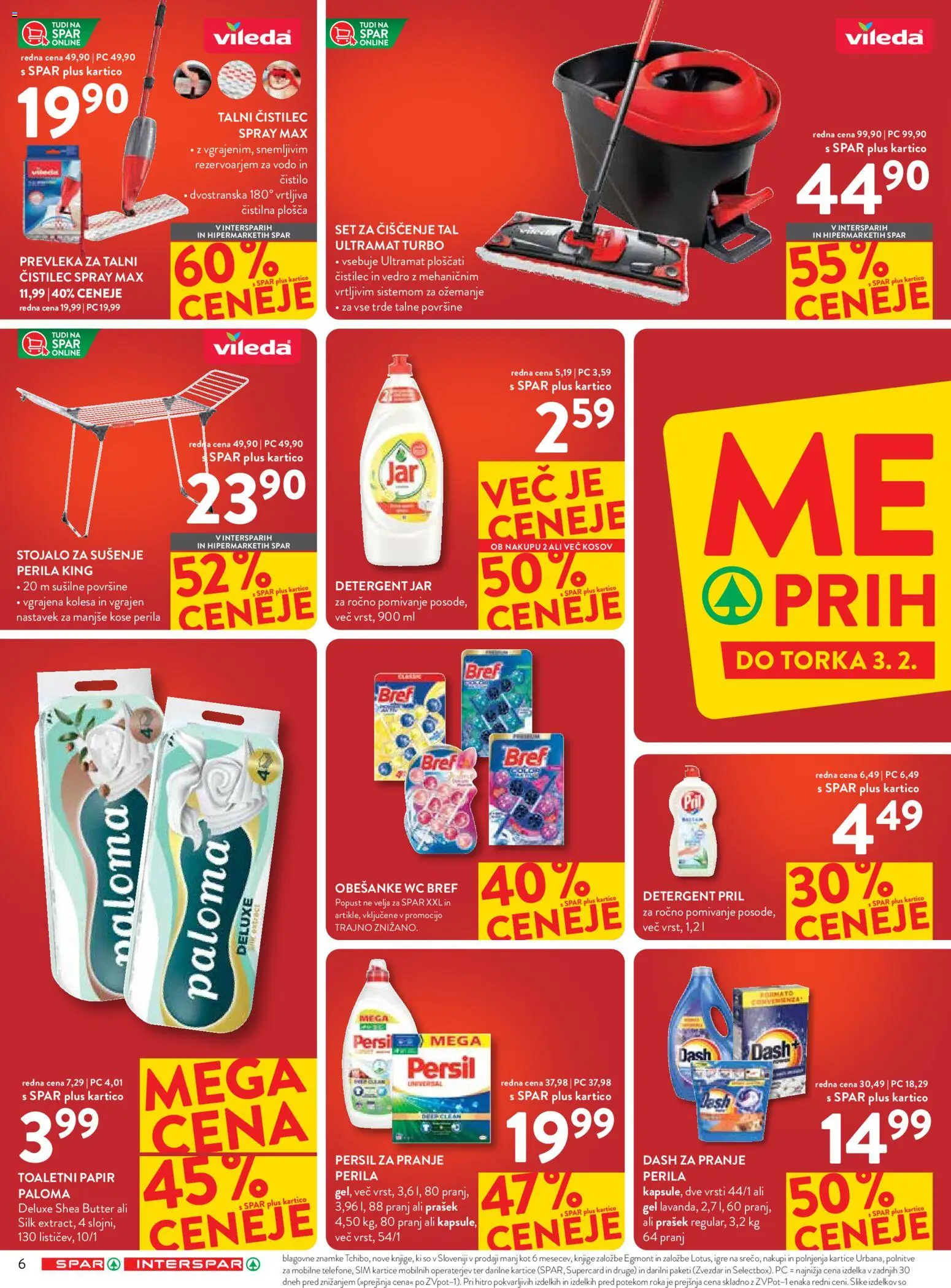 Novi Spar katalog ponudbe – veljaven od 21.01.2026 | Stran: 6 | Izdelki: Prašek, Toaletni papir, Prevleka, Detergent