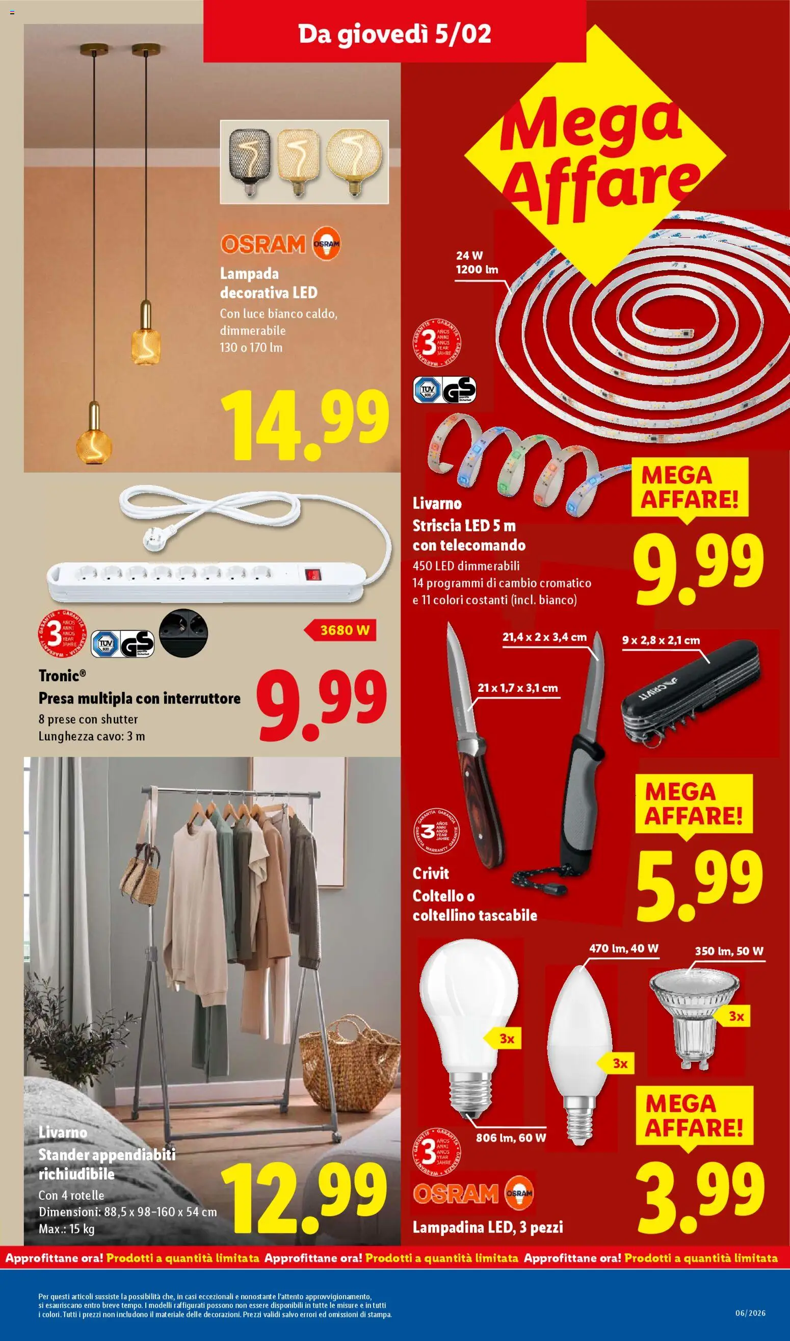 Volantino Lidl del 02.02.2026 | Pagina: 43 | Prodotti: Telecomando, Presa, Lampada, Appendiabiti
