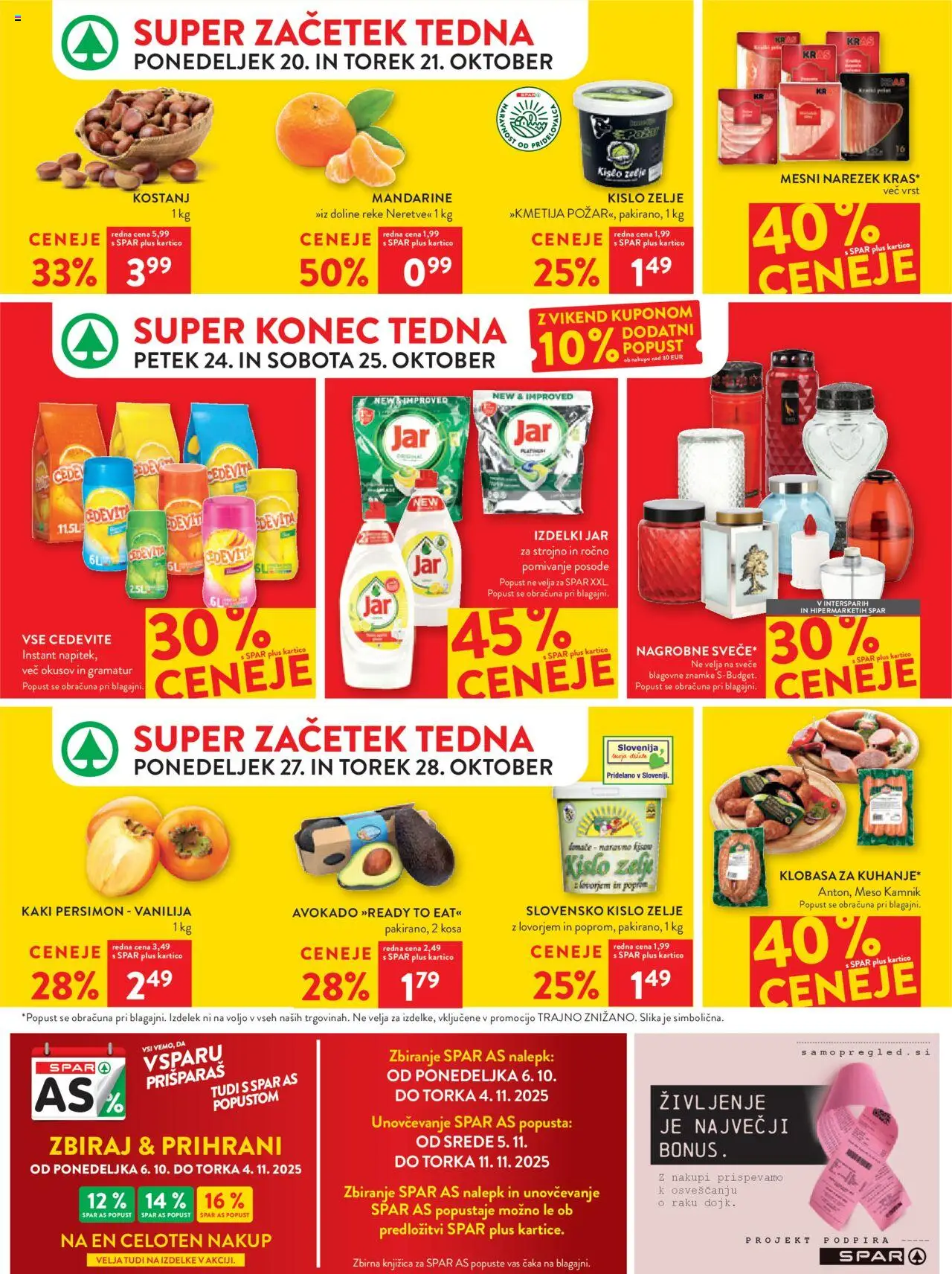 Novi Spar katalog ponudbe – veljaven od 22.10.2025 | Stran: 30 | Izdelki: Kaki, Narezek, Mandarine, Avokado