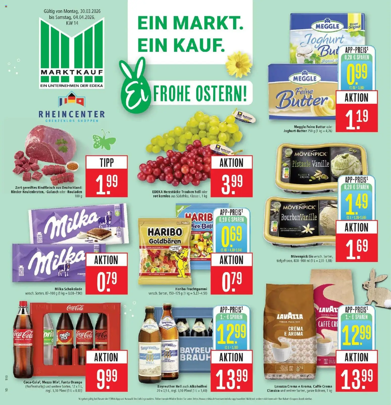 Marktkauf Prospekt Weil Am Rhein	 – gültig ab 30.03.2026 | Seite: 1 | Produkte: Coca cola, Cola, Butter, Eis