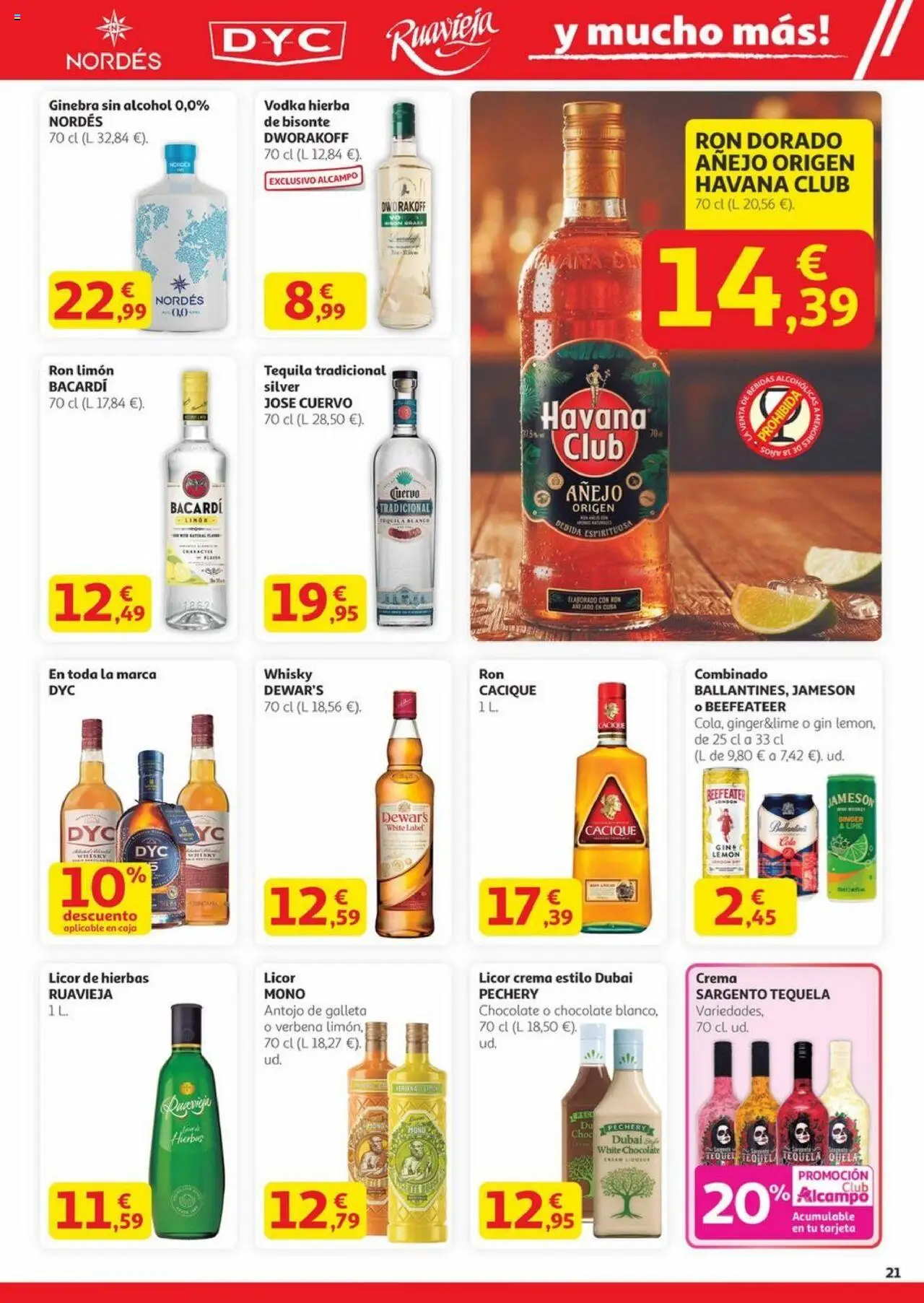 Alcampo - Canarias │ válido desde el 23.10.2025 | Página: 21 | Productos: Ron, Chocolate, Crema, Vodka