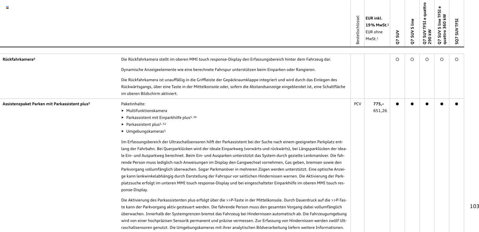 Audi Q7 – gültig ab 28.10.2025 | Seite: 103 | Produkte: Bildschirm