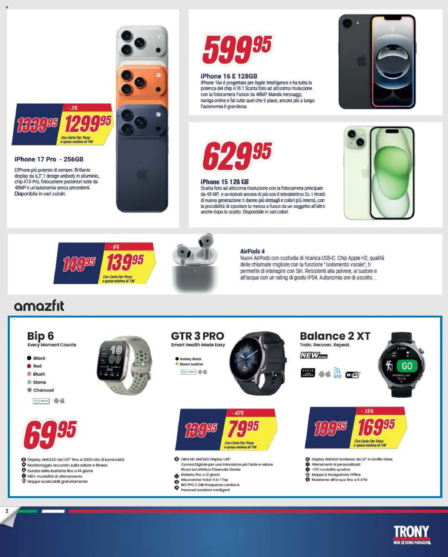 Volantino Trony del 27.12.2025 | Pagina: 2 | Prodotti: Iphone, Fan, Navigazione, Airpods