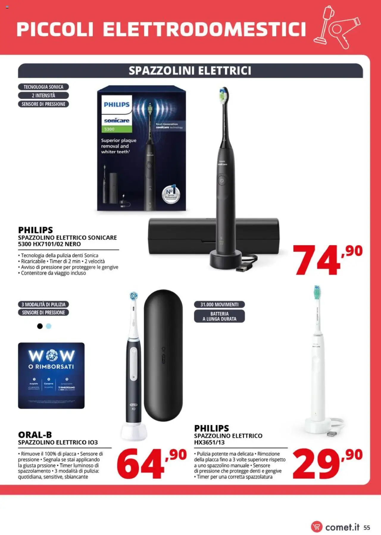 Volantino Comet del 05.08.2025 | Pagina: 55 | Prodotti: Spazzolino, Contenitore, Spazzolino elettrico, Batteria