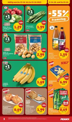 Penny Markt Flugblatt ab 23.10.2025 gültig | Seite: 3 | Produkte: Salat, Rosinen, Äpfel, Bananen