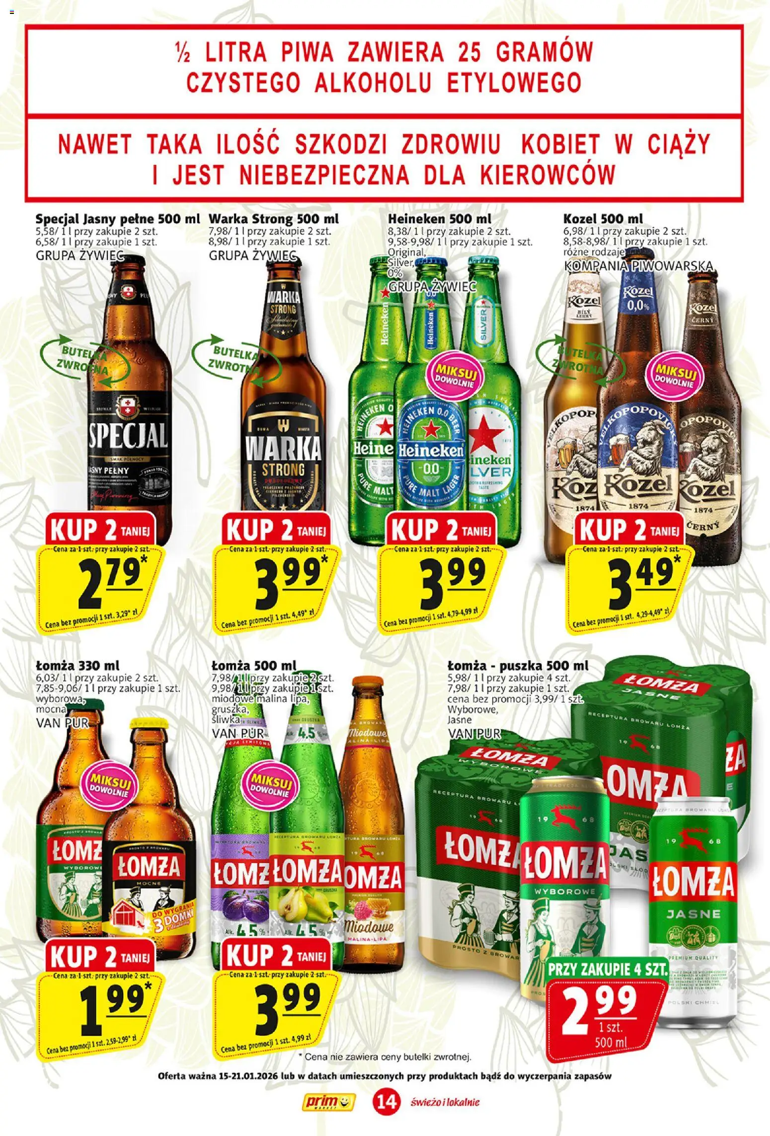 Prim Market Gazetka od 15.01.2026 | Strona: 14 | Produkty: Malina, Gra, Warka, Heineken