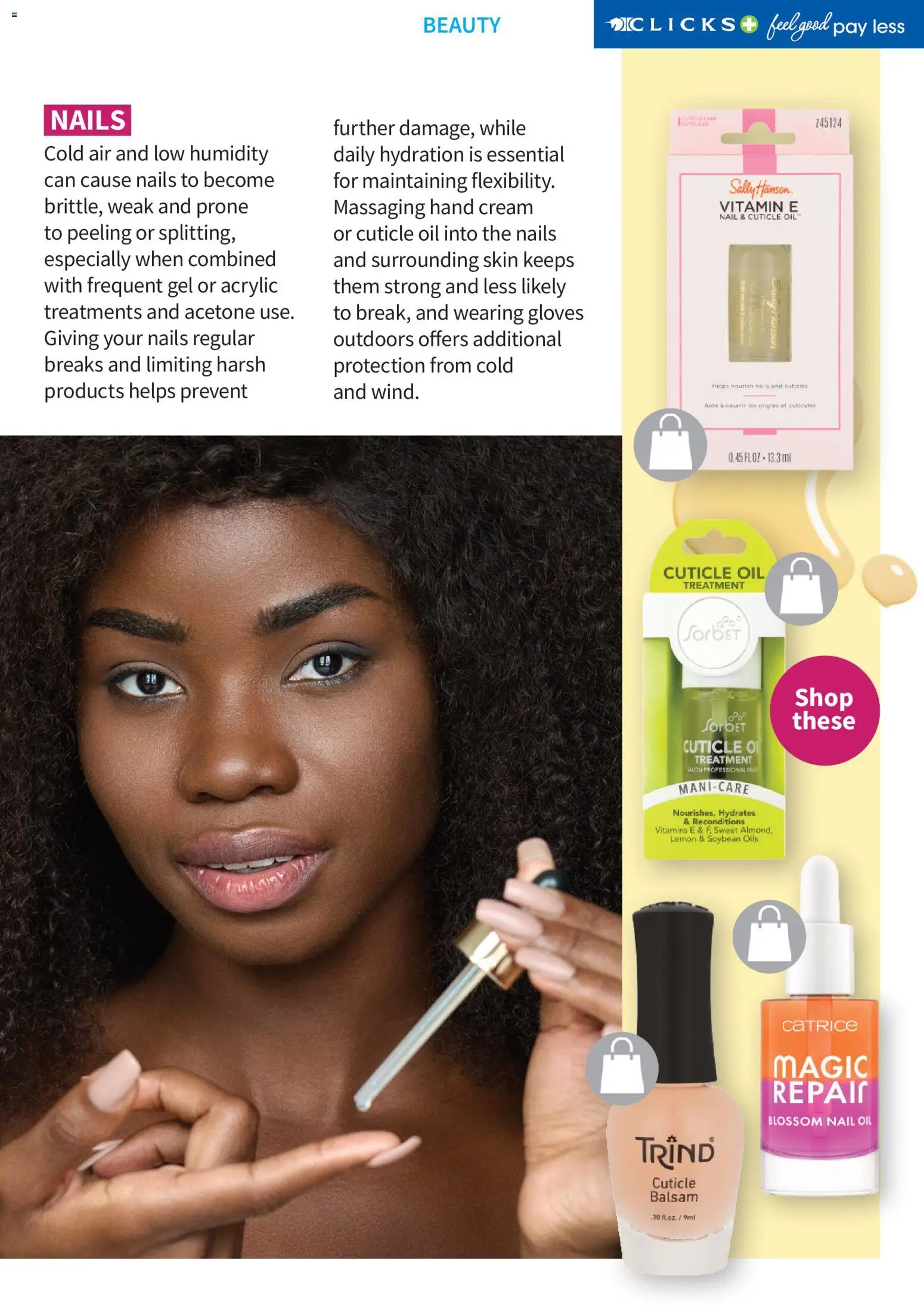 New Clicks catalogue – valid from 01.04.2026 | Page: 32 | Products: Gloves, Oil, Cream, Hand cream