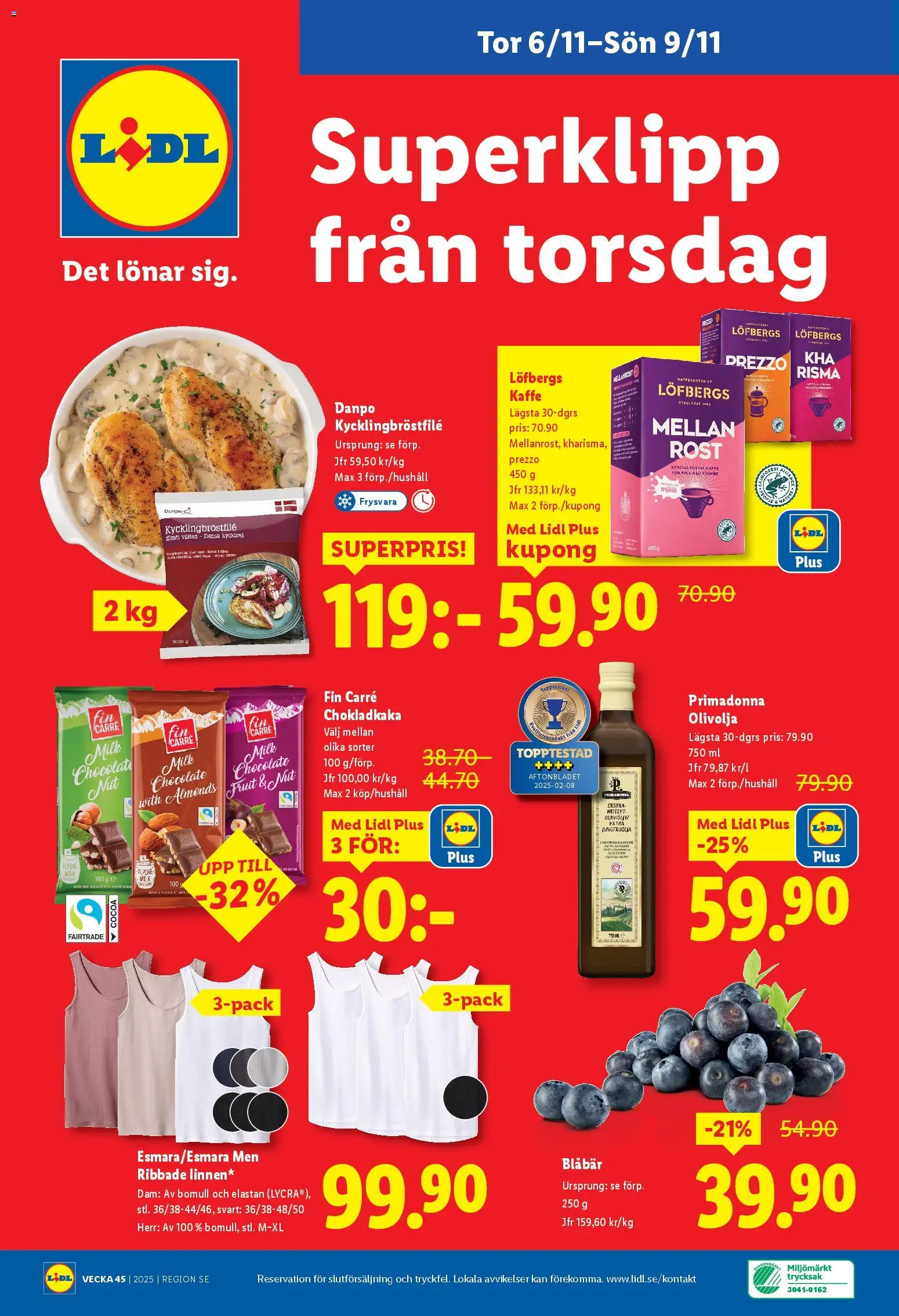 Lidl reklamblad aktuell från 03.11.2025 | Sida: 28 | Produkter: Chokladkaka, Mjölk, Olivolja, Kaffe