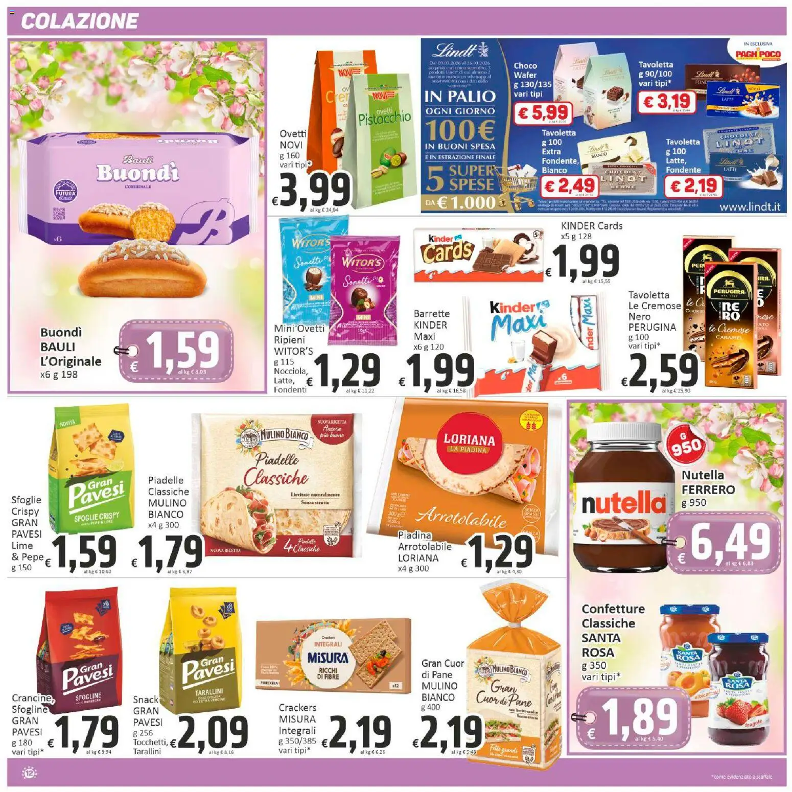 Volantino Paghi Poco del 12.03.2026 | Pagina: 12 | Prodotti: Pane, Latte, Crackers, Nutella