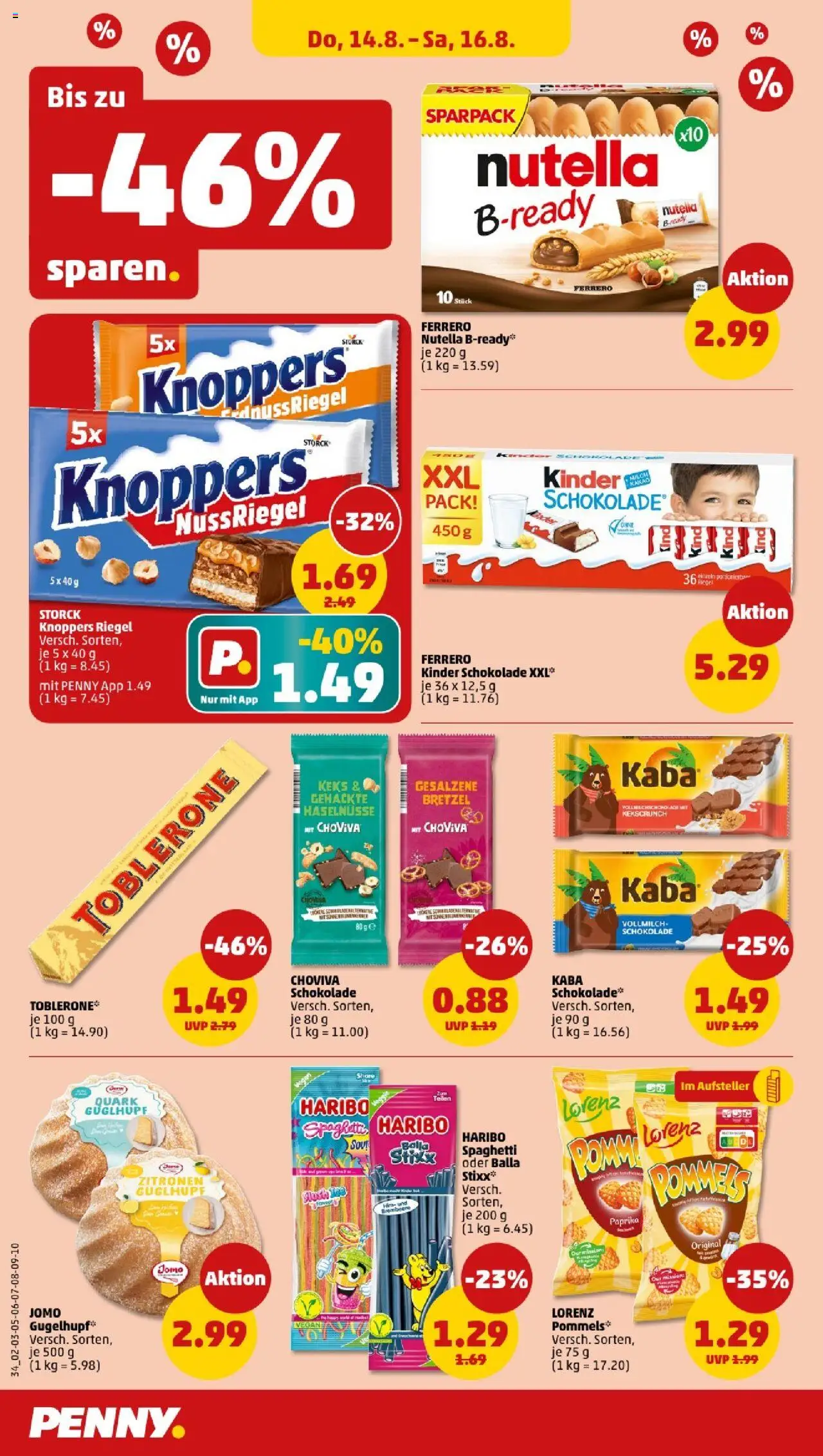 Penny - Nordrhein - Westfalen - gültig ab dem 11.08.2025 | Seite: 34 | Produkte: Kinder schokolade, Haribo, Nutella, Zitronen