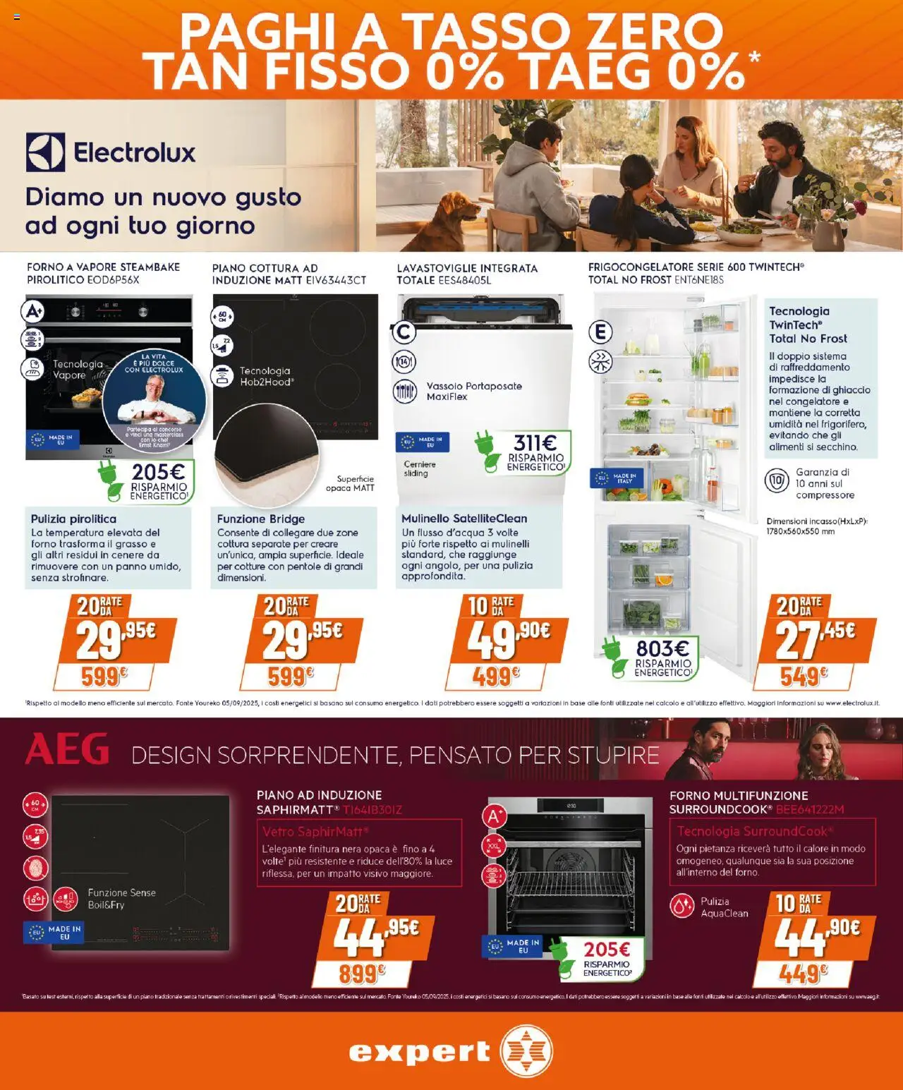 Volantino Expert del 25.09.2025 | Pagina: 22 | Prodotti: Compressore, Piano cottura, Congelatore, Portaposate
