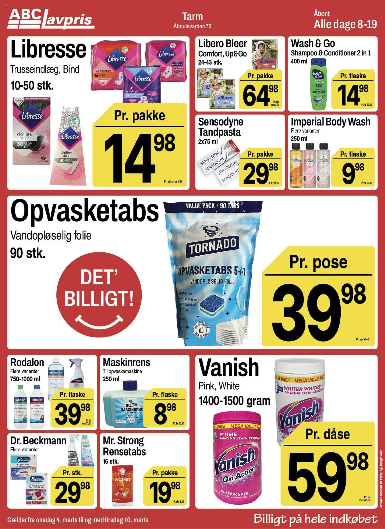 Abc Lavpris tilbudsavis – gyldig fra 04.03.2026 | Side: 10 | Produkter: Shampoo, Tandpasta, Opvaskemaskine