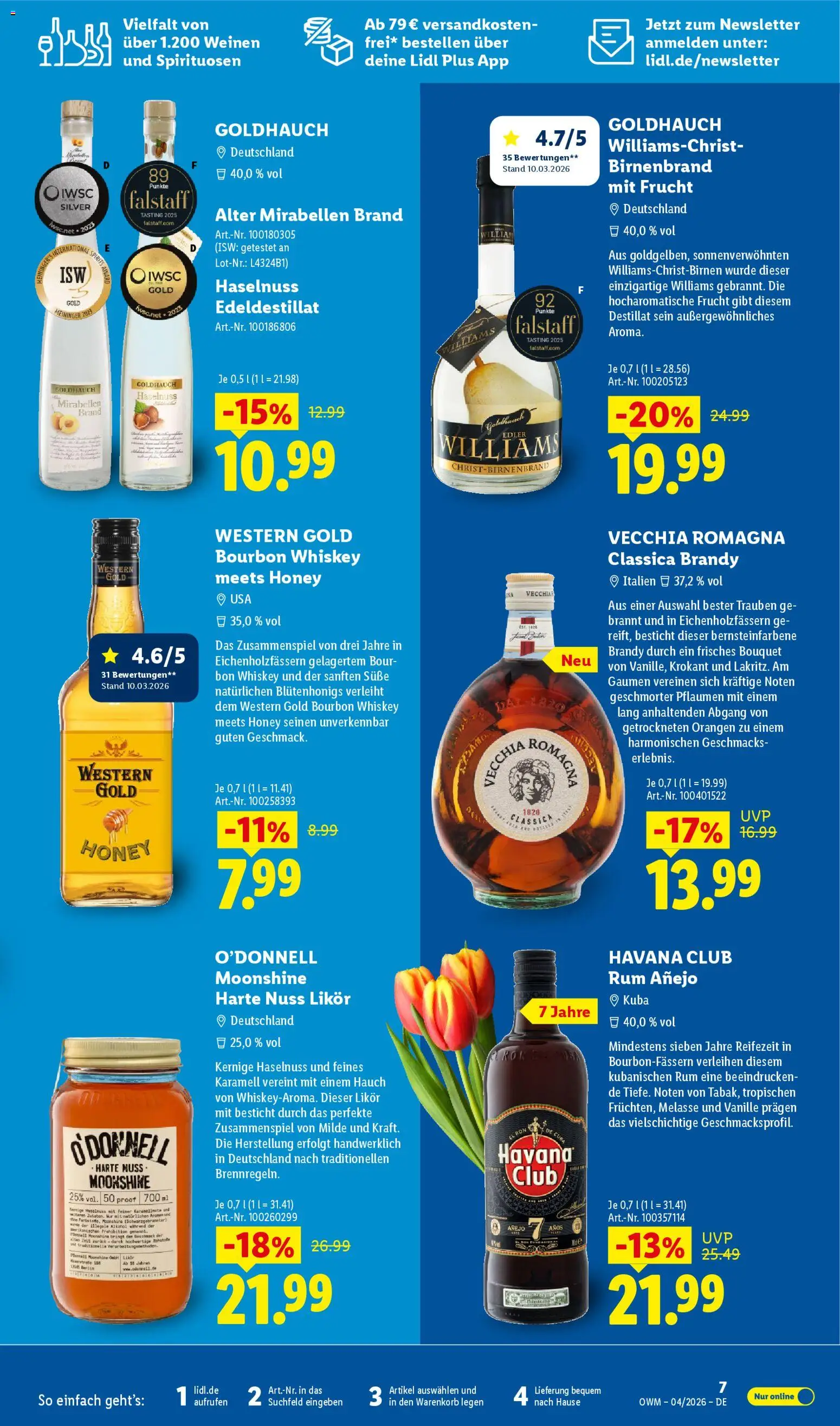 Lidl Prospekt – gültig ab 01.04.2026 | Seite: 7 | Produkte: Rum, Orangen, Bourbon, Whiskey