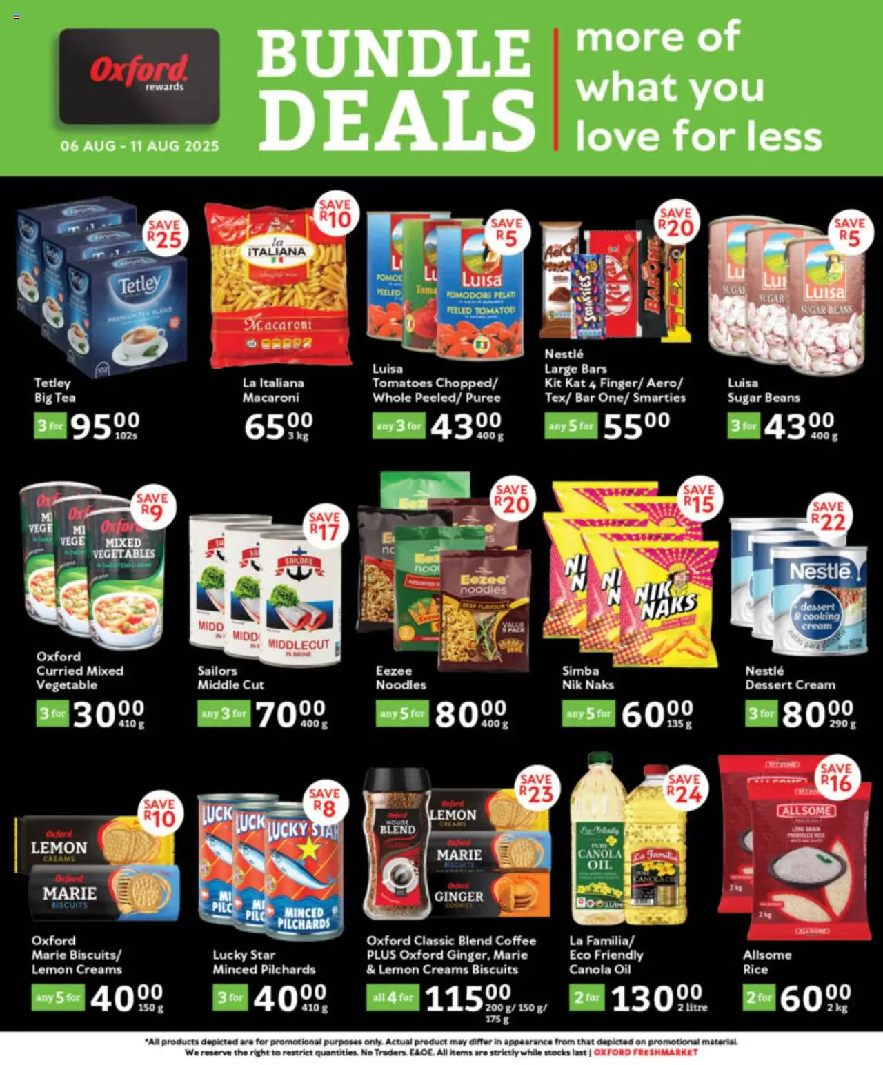 Oxford Freshmarket - Bundle Deals │ valid from 06.08.2025 | Page: 1 | Products: Oil, Rice, Tea, Noodles