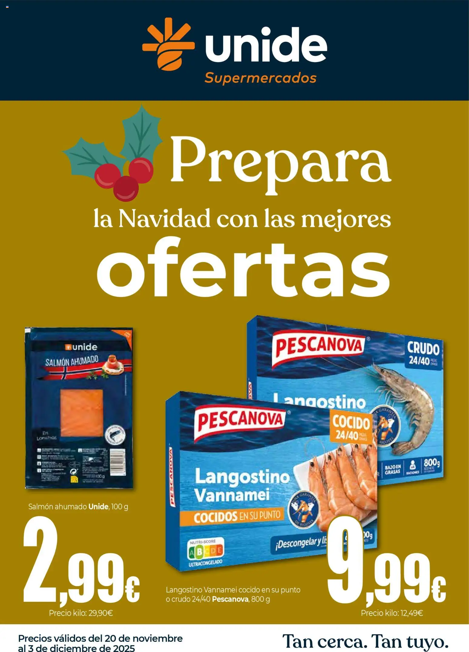 Unide - Prepara la Navidad con las mejores ofertas  Super │ válido desde el 20.11.2025 | Página: 1 | Productos: Salmón ahumado, Langostino