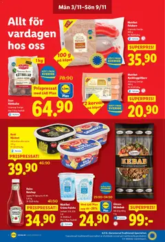 Lidl - erbjudanden - Förhandsvisning av reklamblad från butik Lidl aktuell från 03.11.2025 | Sida: 6 | Produkter: Köttbullar, Falukorv, Grillkorv, Ketchup