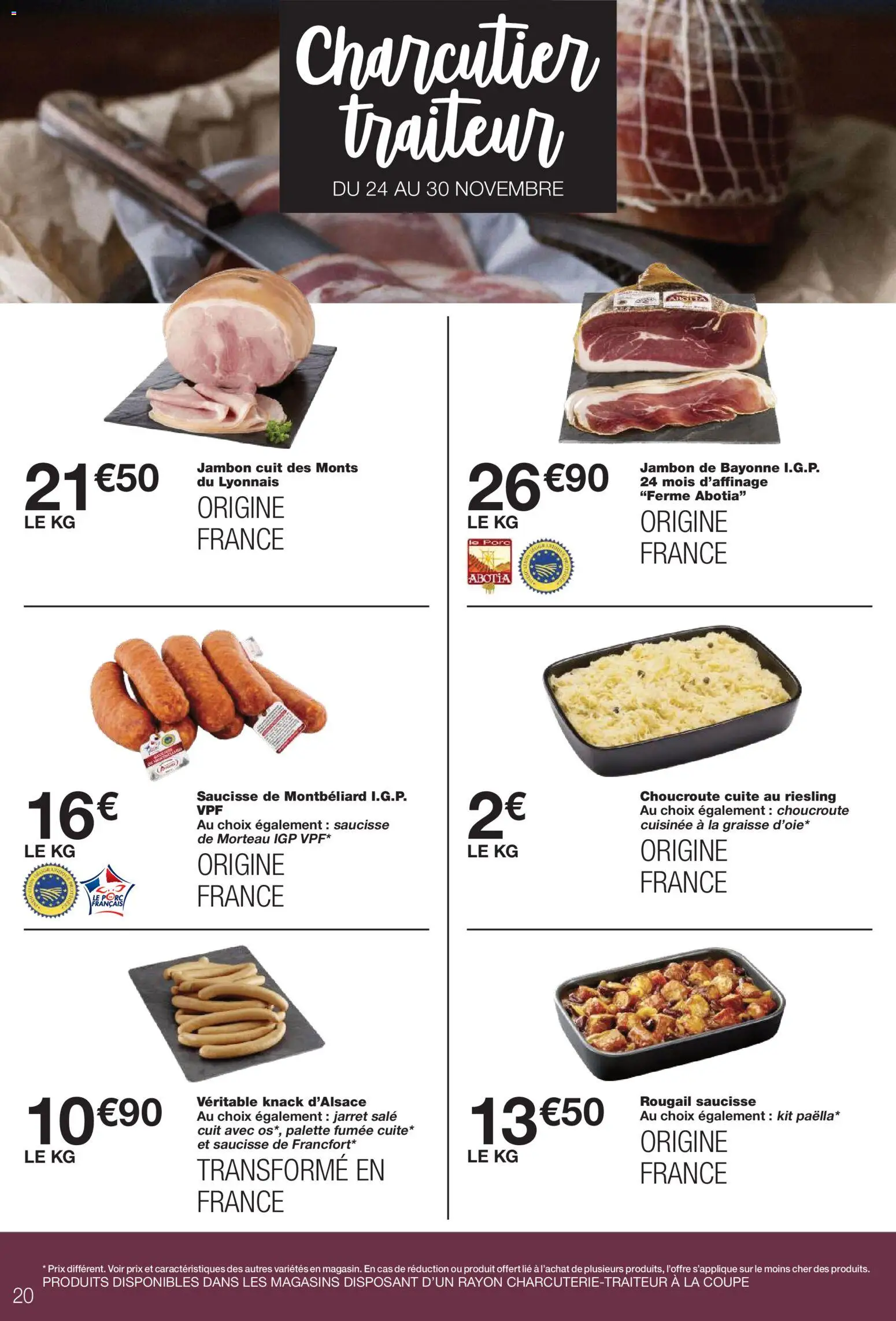 {H1} | Page: 20 | Produits: Jambon, Saucisse, Porc, Choucroute cuite