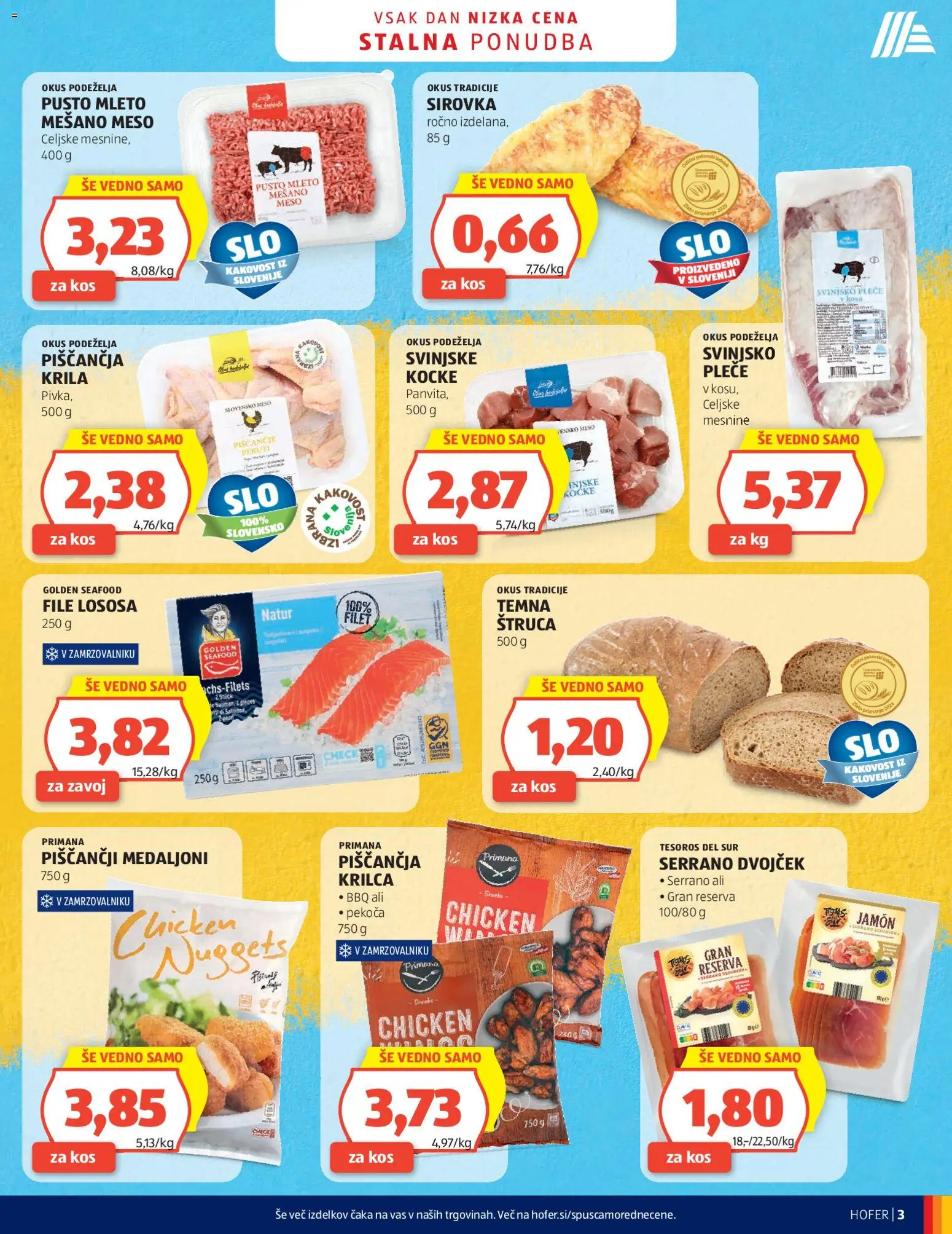Novi Hofer katalog ponudbe – veljaven od 25.02.2026 | Stran: 3 | Izdelki: Piščančja krila, Kos