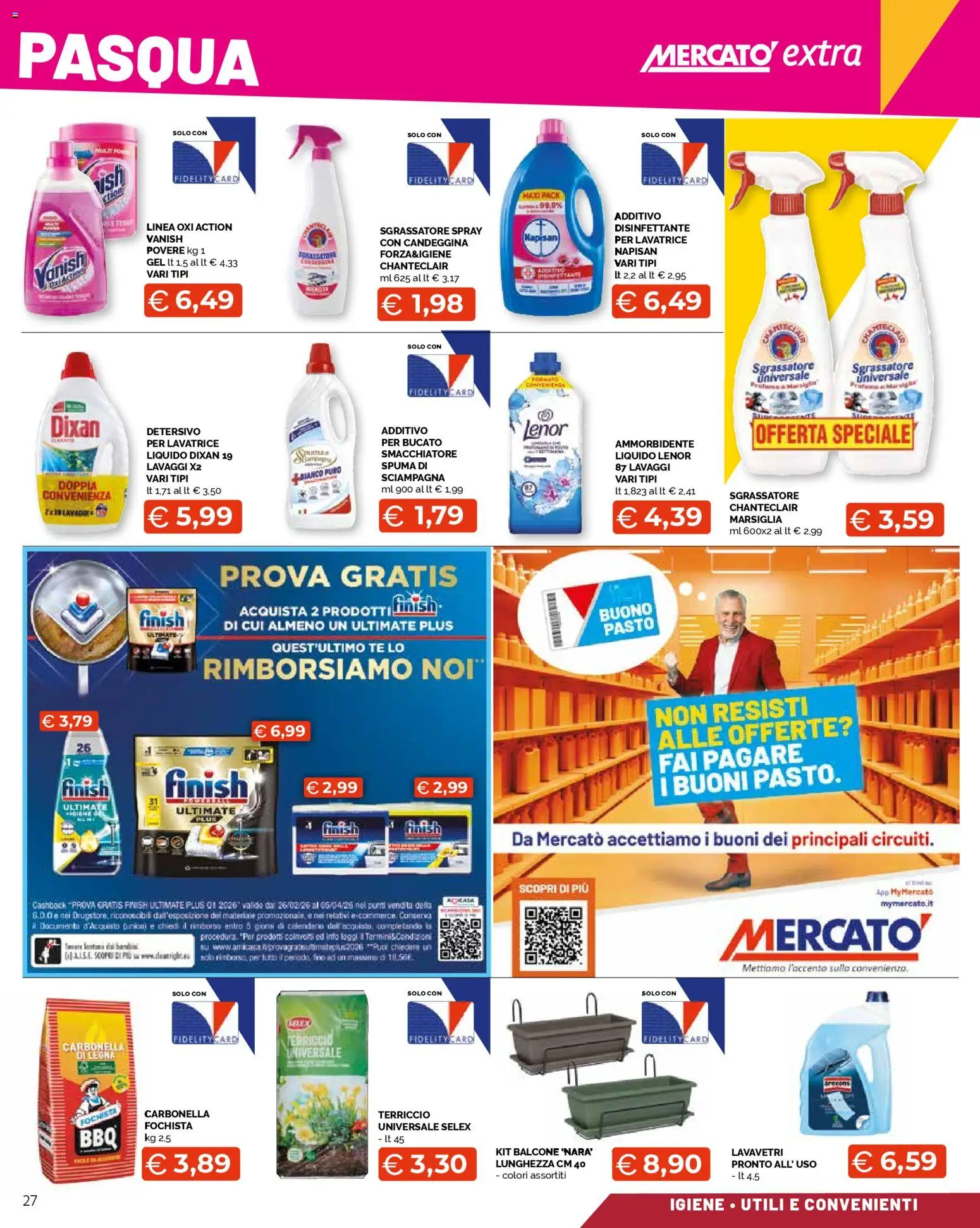 Volantino Mercatò del 23.03.2026 | Pagina: 27 | Prodotti: Ammorbidente, Smacchiatore, Candeggina, Lavatrice