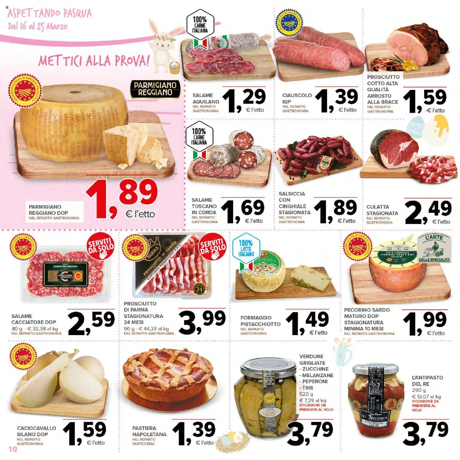 Volantino Todis del 16.03.2026 | Pagina: 10 | Prodotti: Prosciutto, Salsiccia, Zucchine, Pecorino