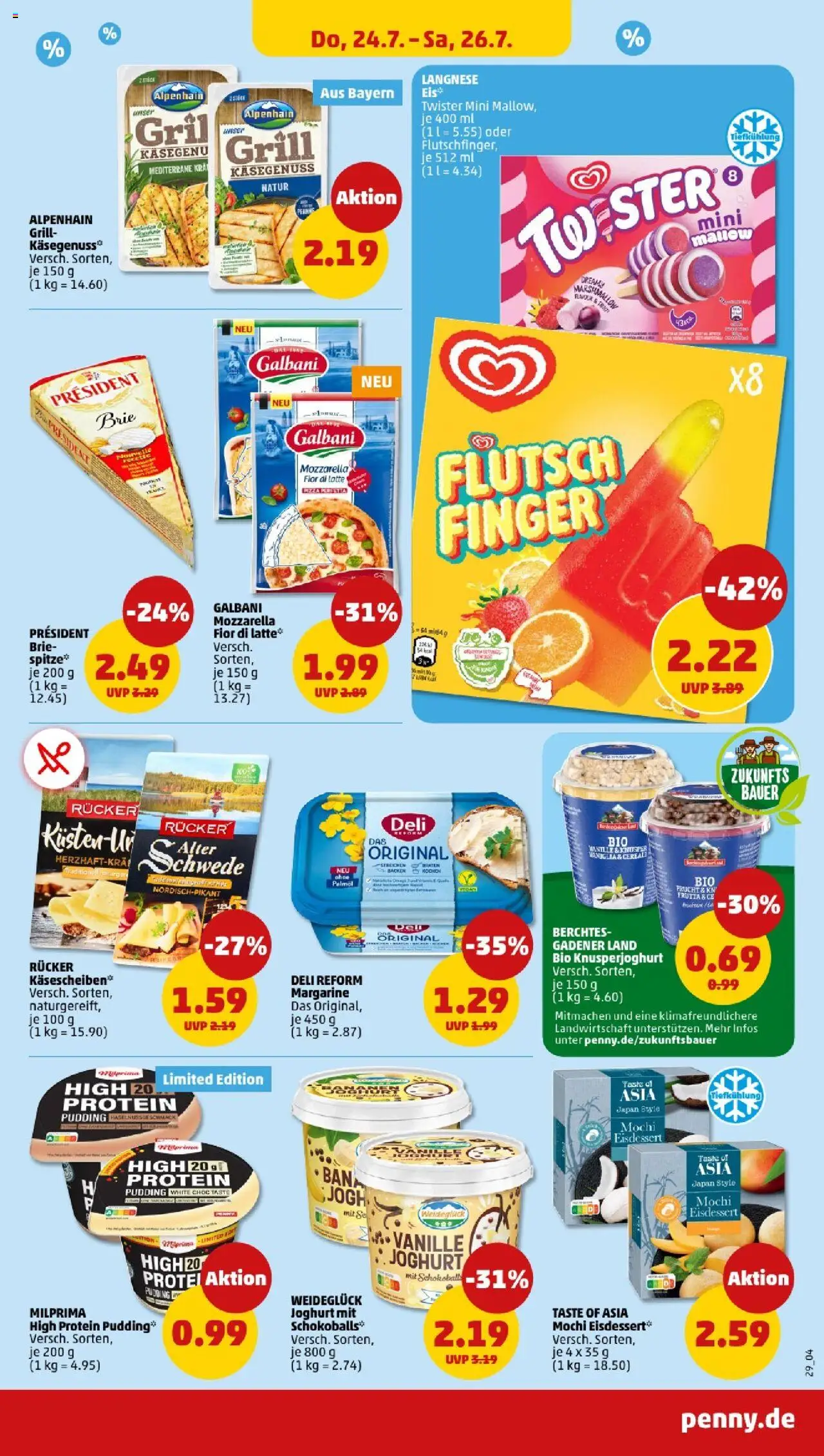 Penny - Bayern  - gültig ab dem 21.07.2025 | Seite: 29 | Produkte: Langnese, Mozzarella, Pizza, Mochi