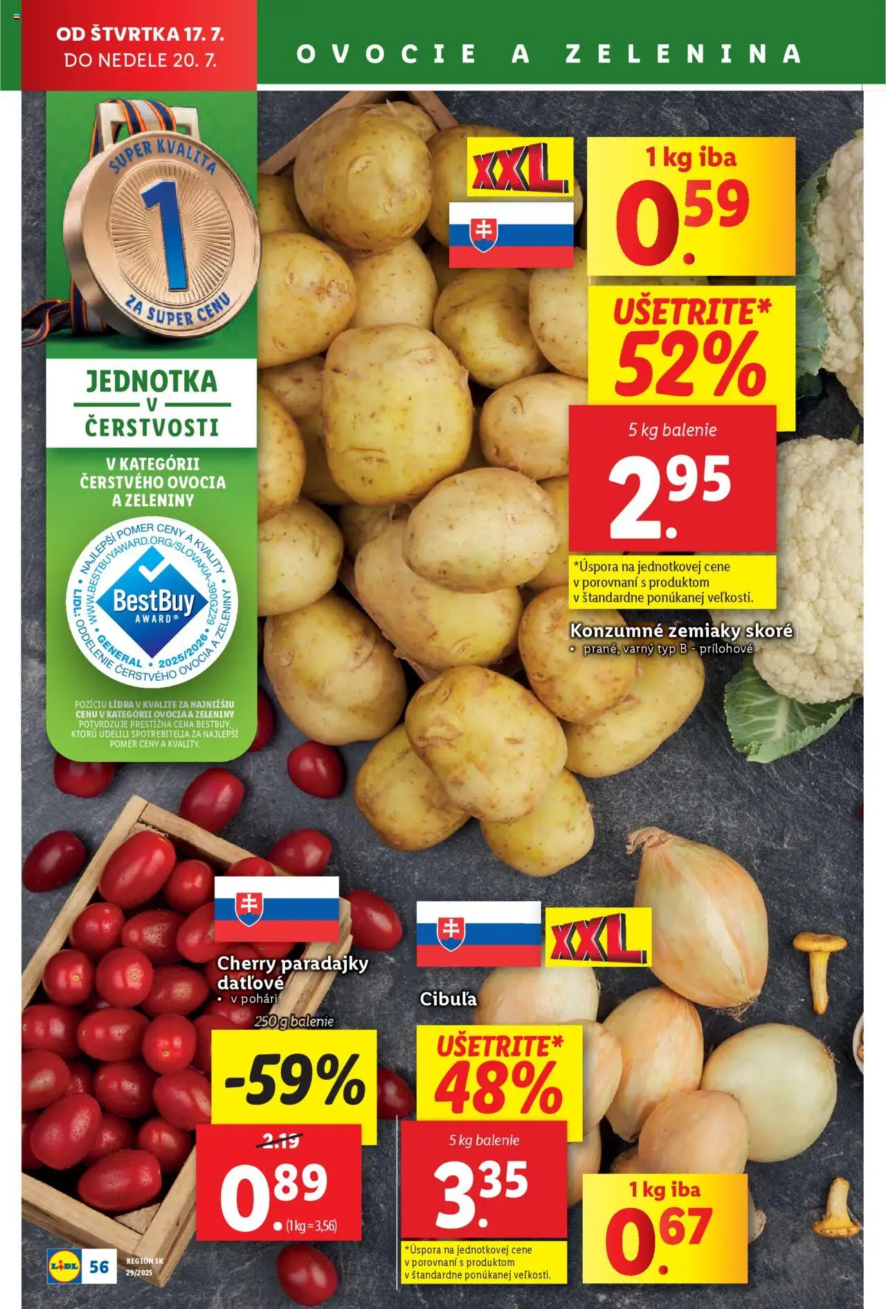 Lidl leták │ platný od 14.07.2025 | Strana: 68 | Produkty: Paradajky, Zemiaky, Cherry paradajky, Ovocie
