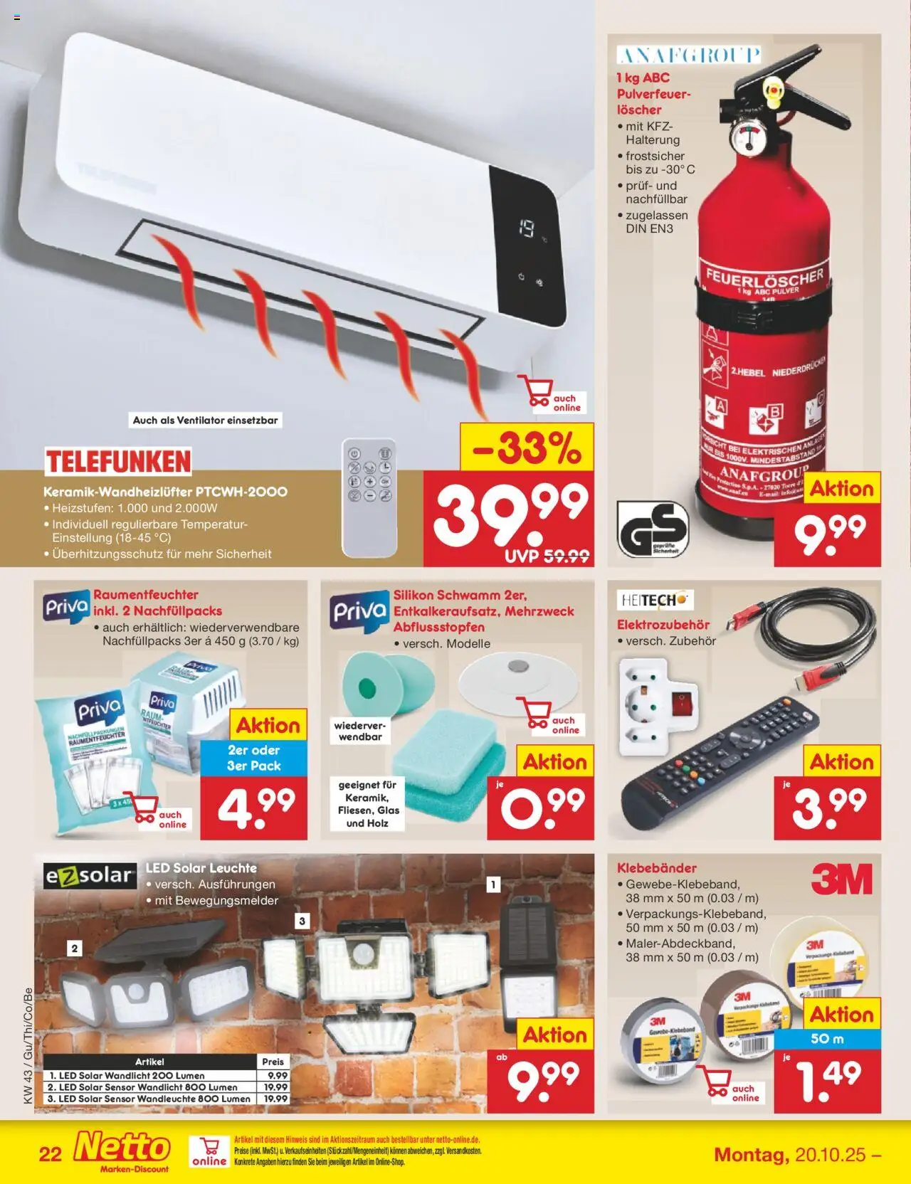 Netto Marken-Discount Prospekt 	 – gültig ab 20.10.2025 | Seite: 34 | Produkte: Ventilator, Wandleuchte