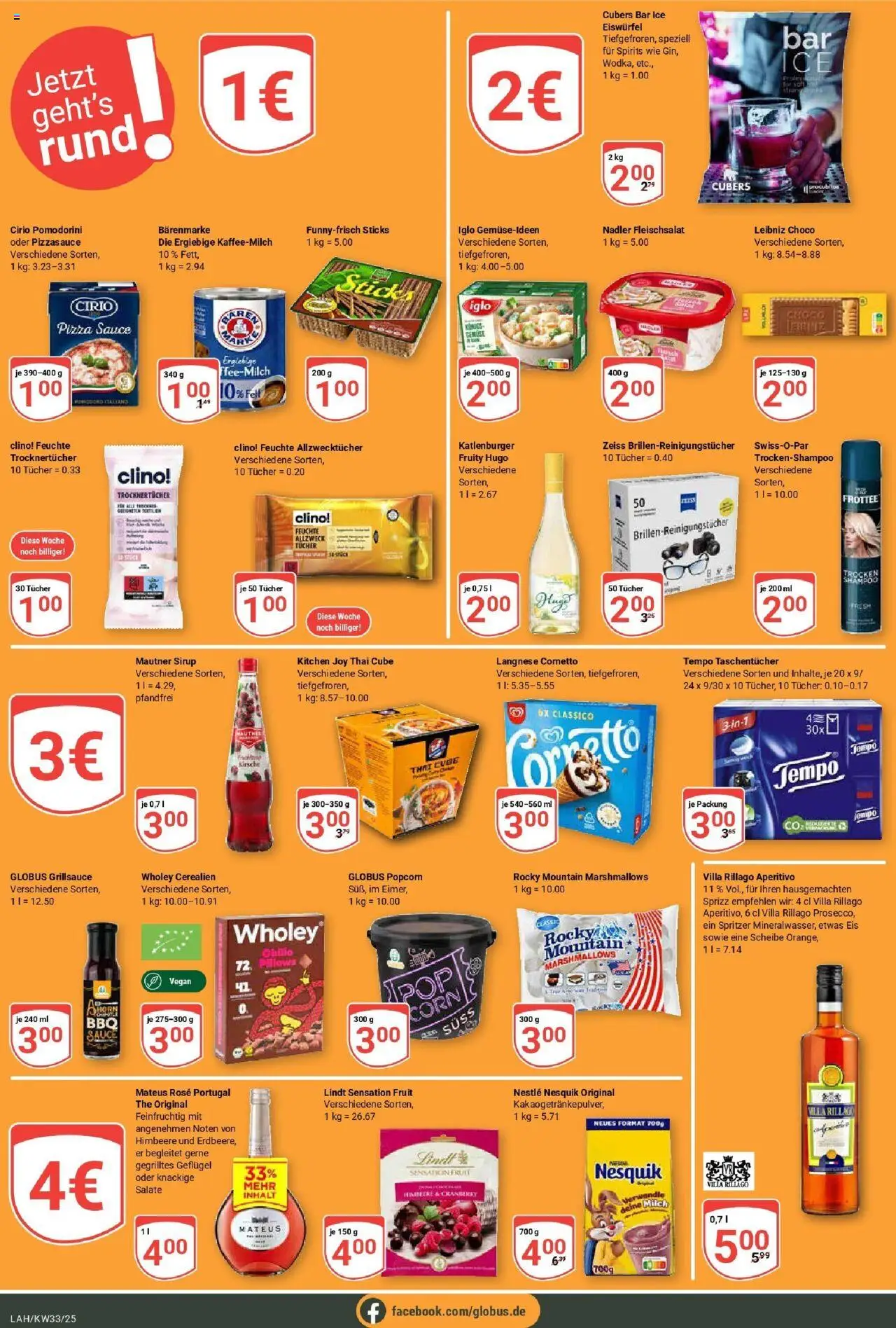 Globus prospekt Lahnstein	 - gültig ab dem 11.08.2025 | Seite: 22 | Produkte: Langnese, Sirup, Lindt, Hugo