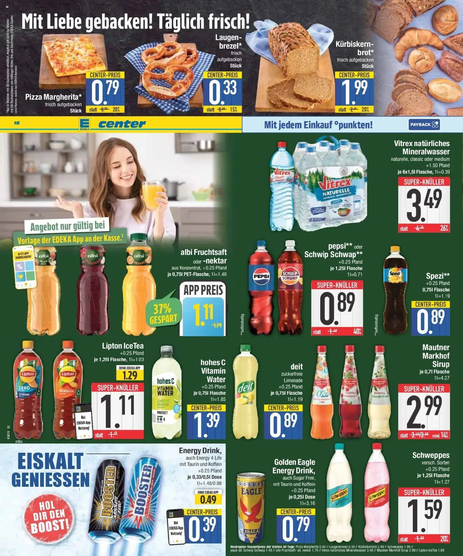 E center Prospekt München	 – gültig ab 27.04.2026 | Seite: 16 | Produkte: Schwip schwap, Sirup, Schweppes, Pepsi