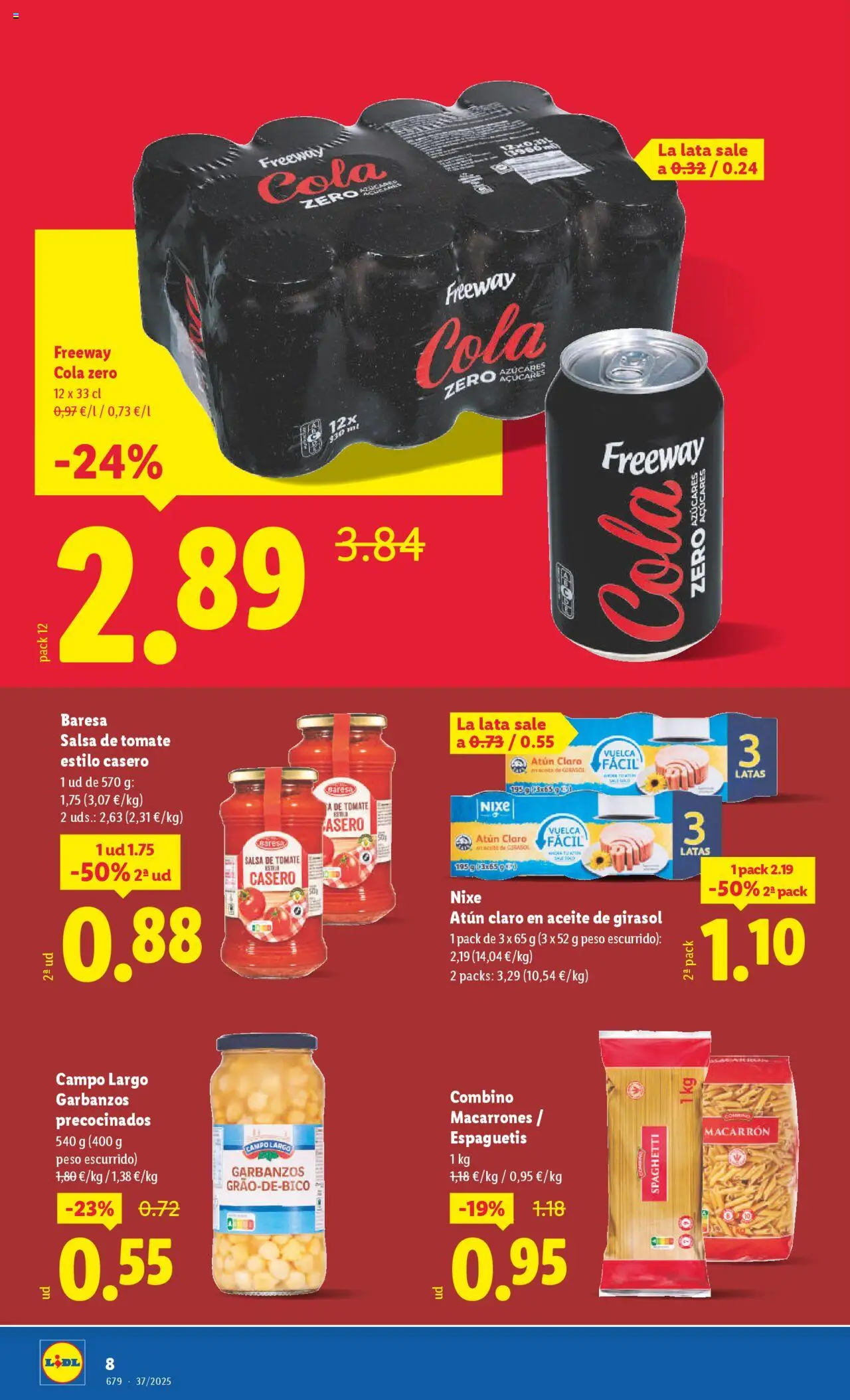 Lidl Atarfe │ válido desde el 12.09.2025 | Página: 8 | Productos: Salsa de tomate, Aceite de girasol, Peso, Atún claro