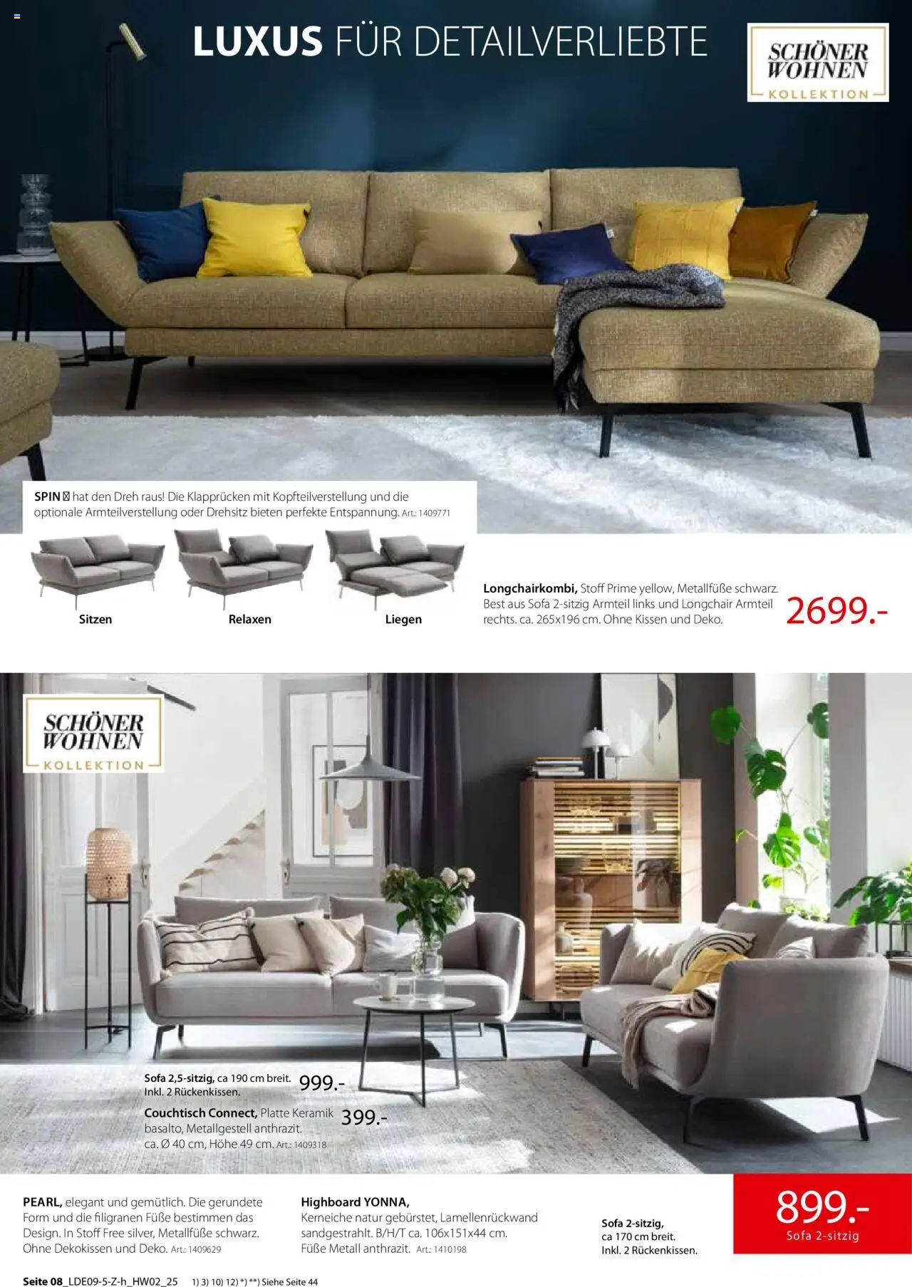 Zurbrüggen Hochwert – gültig ab 08.09.2025 | Seite: 16 | Produkte: HIghboard, Kissen, Sofa, Couchtisch