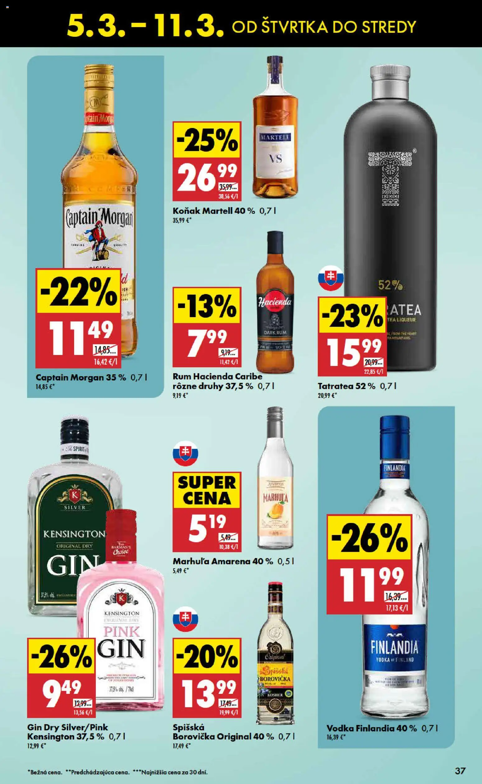 Nové Biedronka akcie – leták je platný od 05.03.2026 | Strana: 37 | Produkty: Captain Morgan, Gin, Vodka, Rum