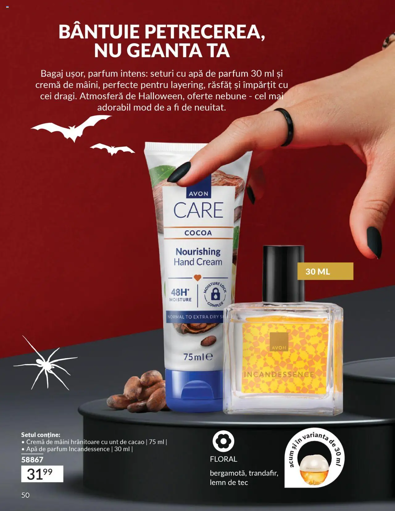 Noul catalog Avon – valabil de la 14.10.2025 | Pagină: 50 | Produse: Geantă, Unt, Cremă, Cacao