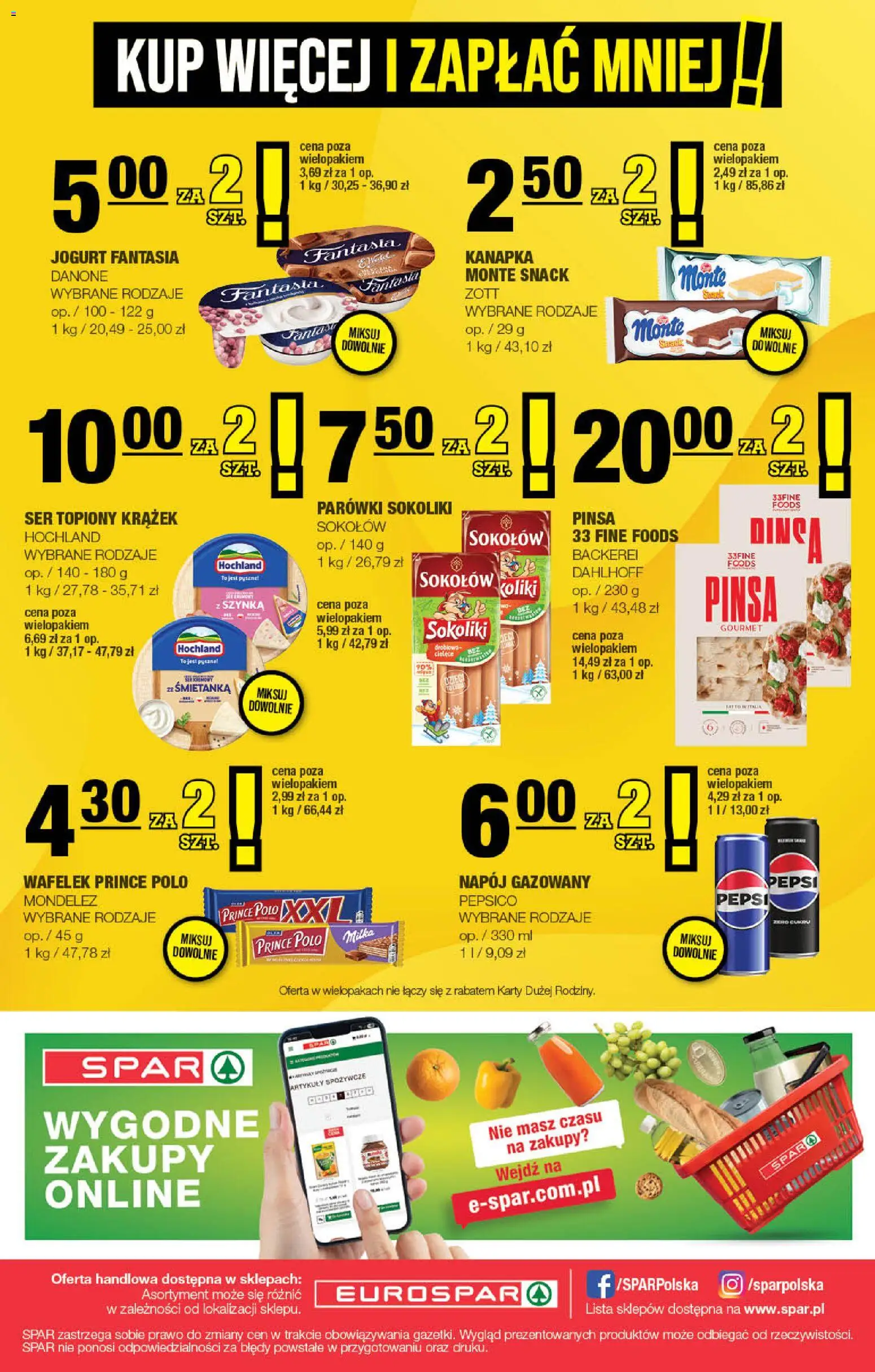 Spar Gazetka - Eurospar od 21.01.2026 | Strona: 16 | Produkty: Prince polo xxl, Pepsi, Parówki, Szynka