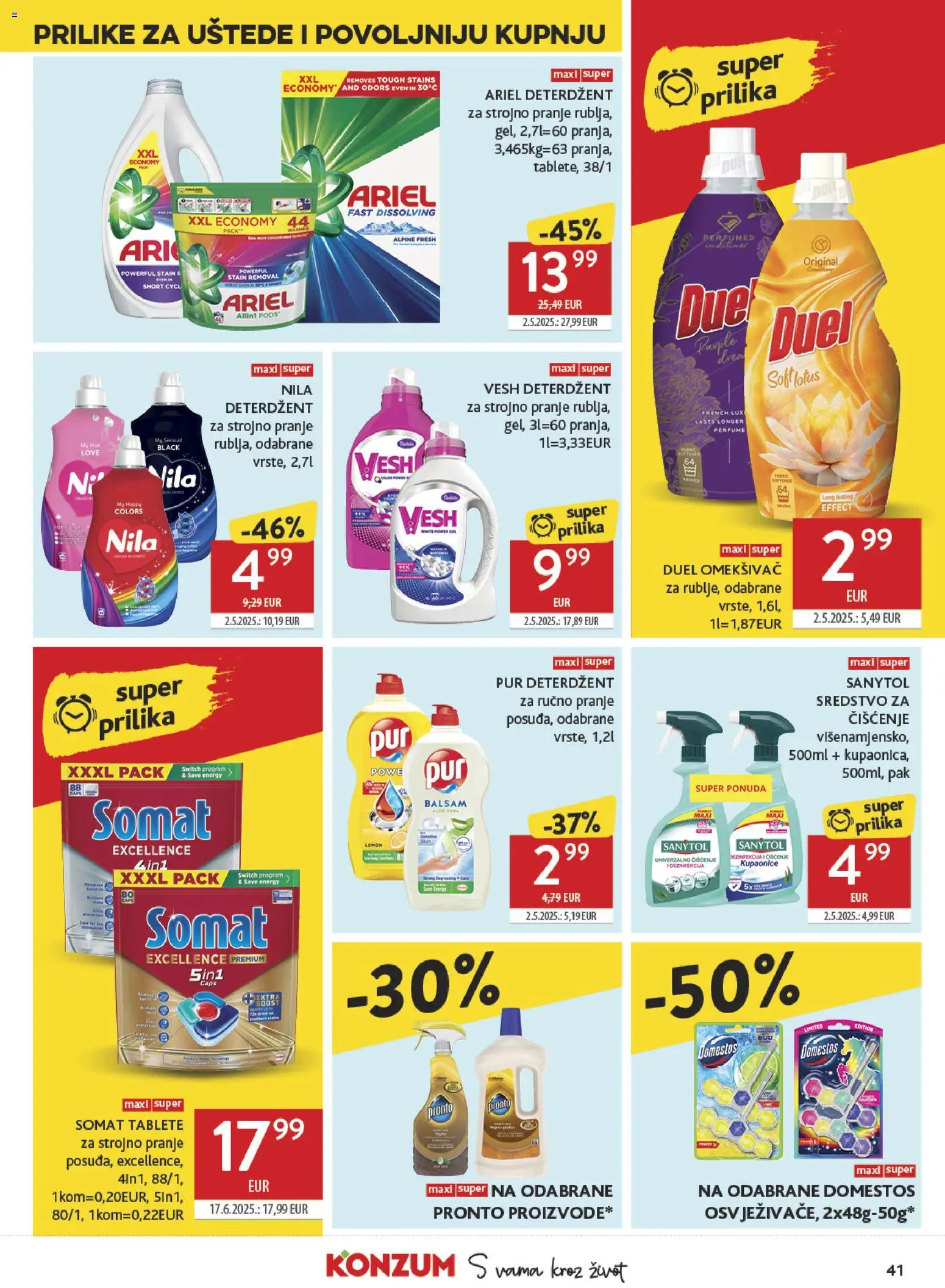 Konzum katalog | vrijedi od 25.02.2026 | Stranica: 41 | Proizvodi: Deterdžent, Domestos, Nila, Somat