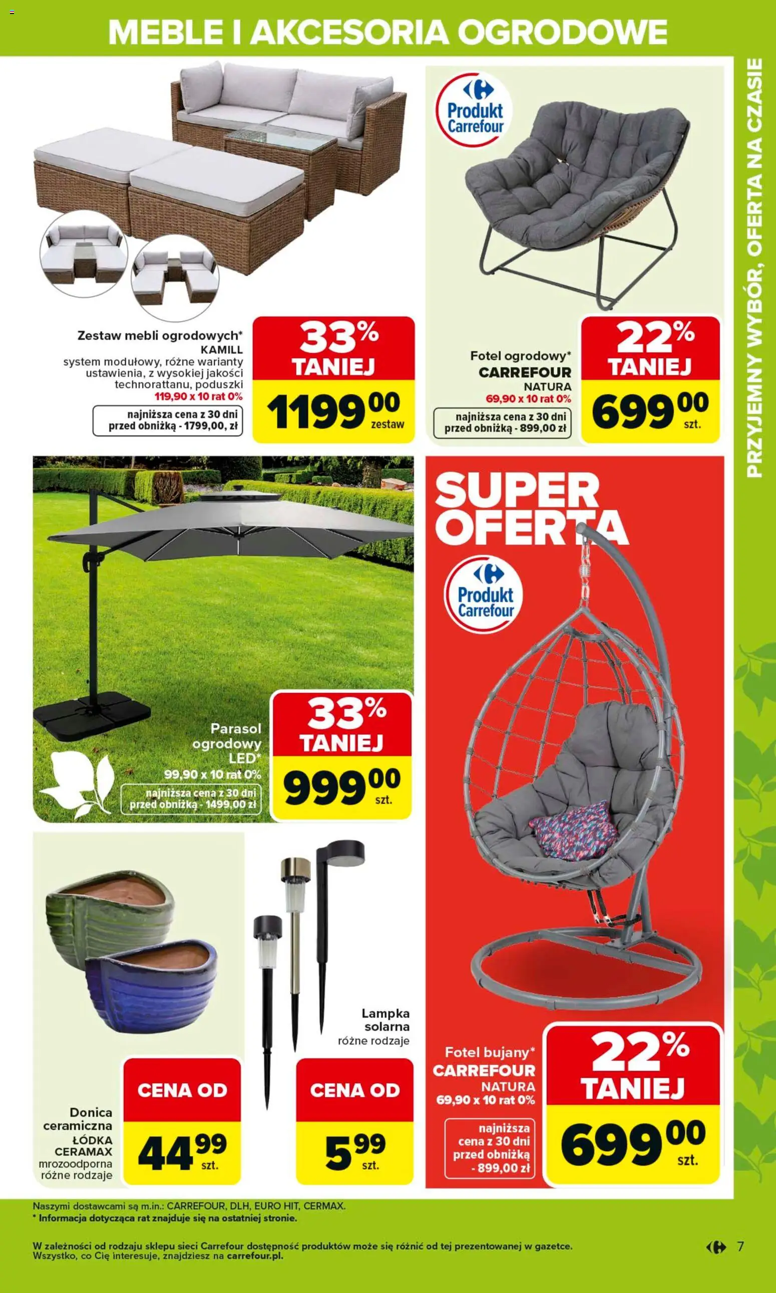 Carrefour gazetka - Gdzie Kwitnie Życie od 07.04.2026 | Strona: 7 | Produkty: Parasol, Fotel