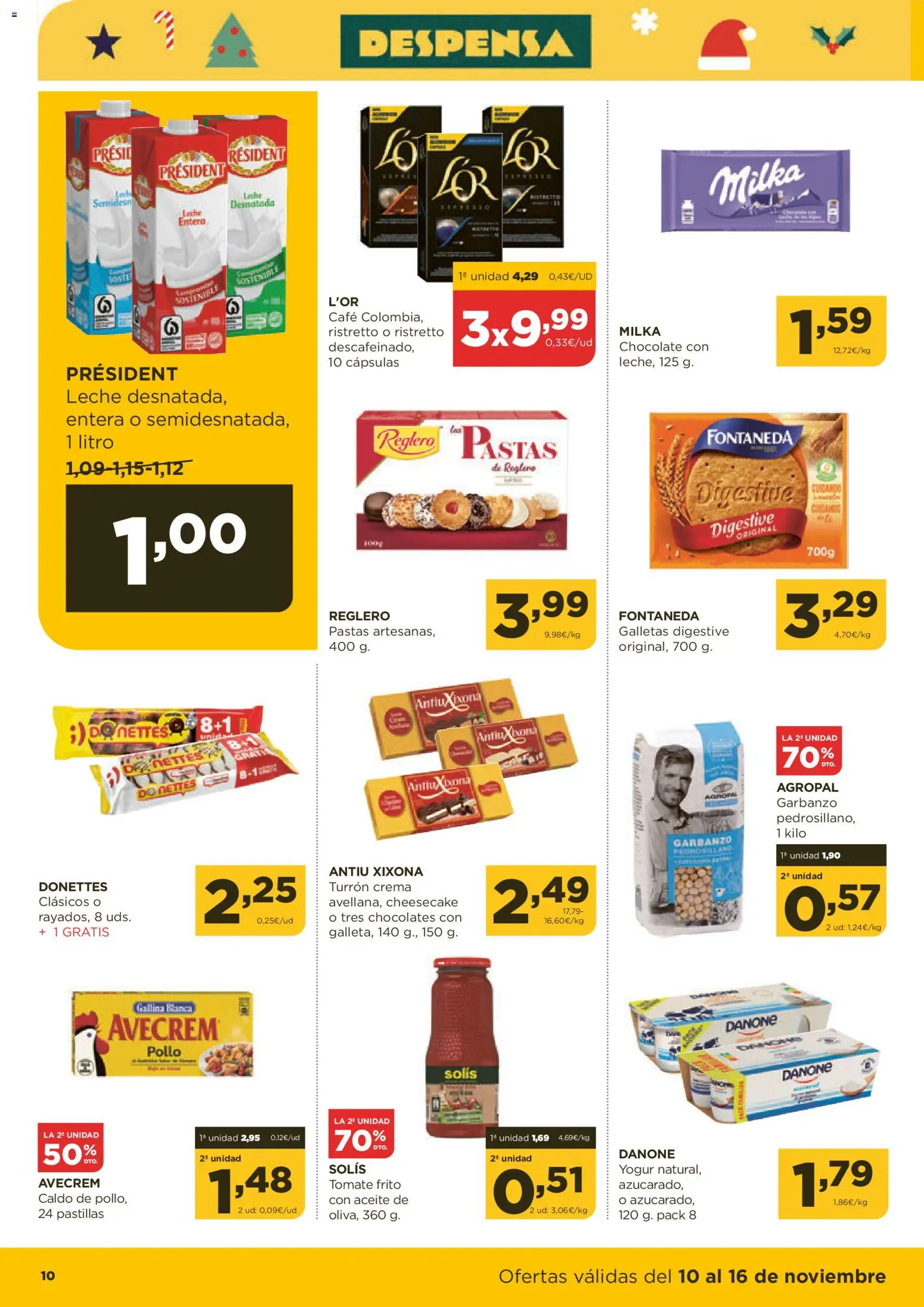 Alimerka folleto Castilla y León │ válido desde el 10.11.2025 | Página: 10 | Productos: Leche desnatada, Aceite, Café, Chocolate