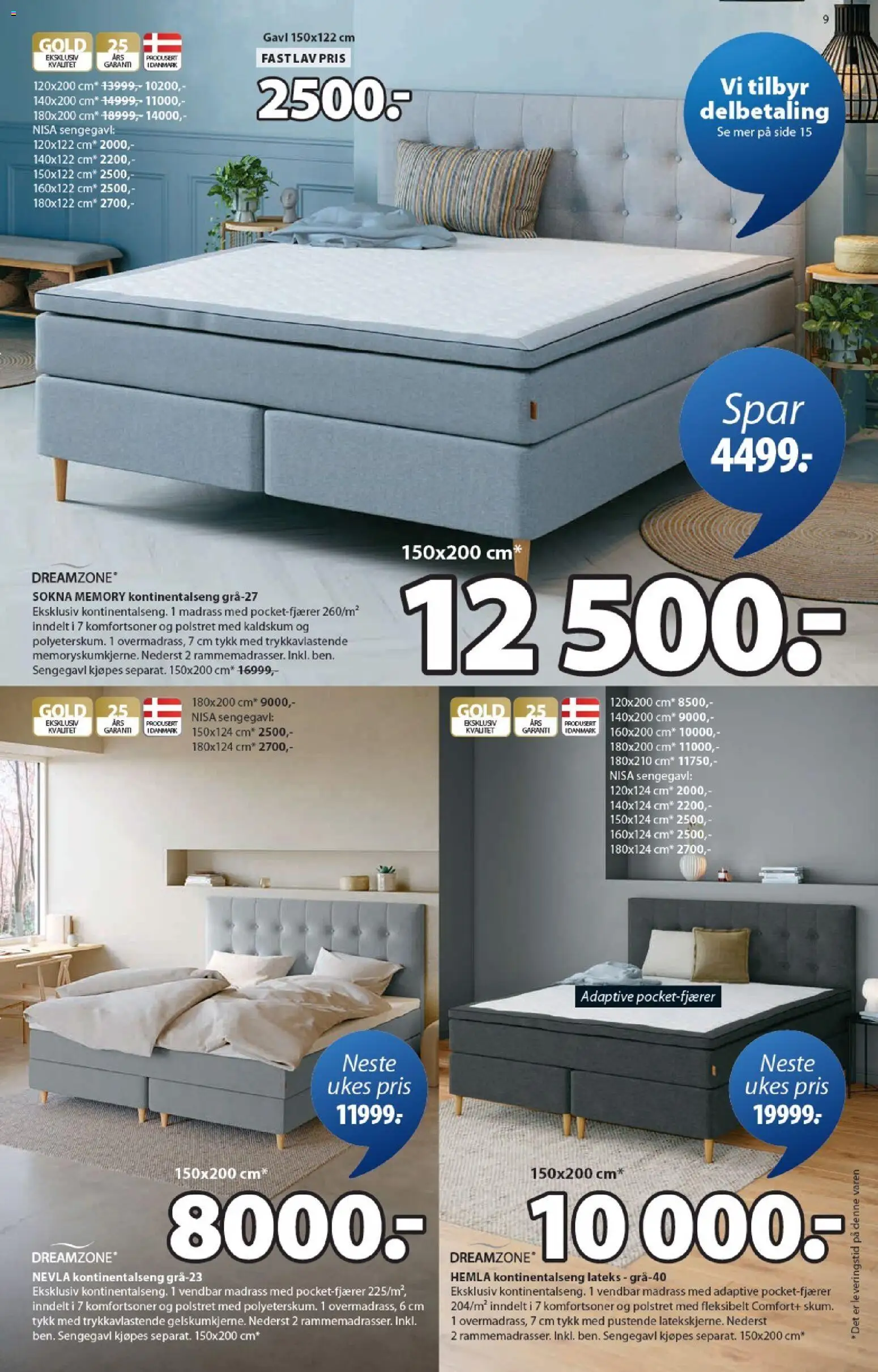 {H1} | Side: 9 | Produkter: Kontinentalseng, Суміш дитяча, Madrass, Sengegavl