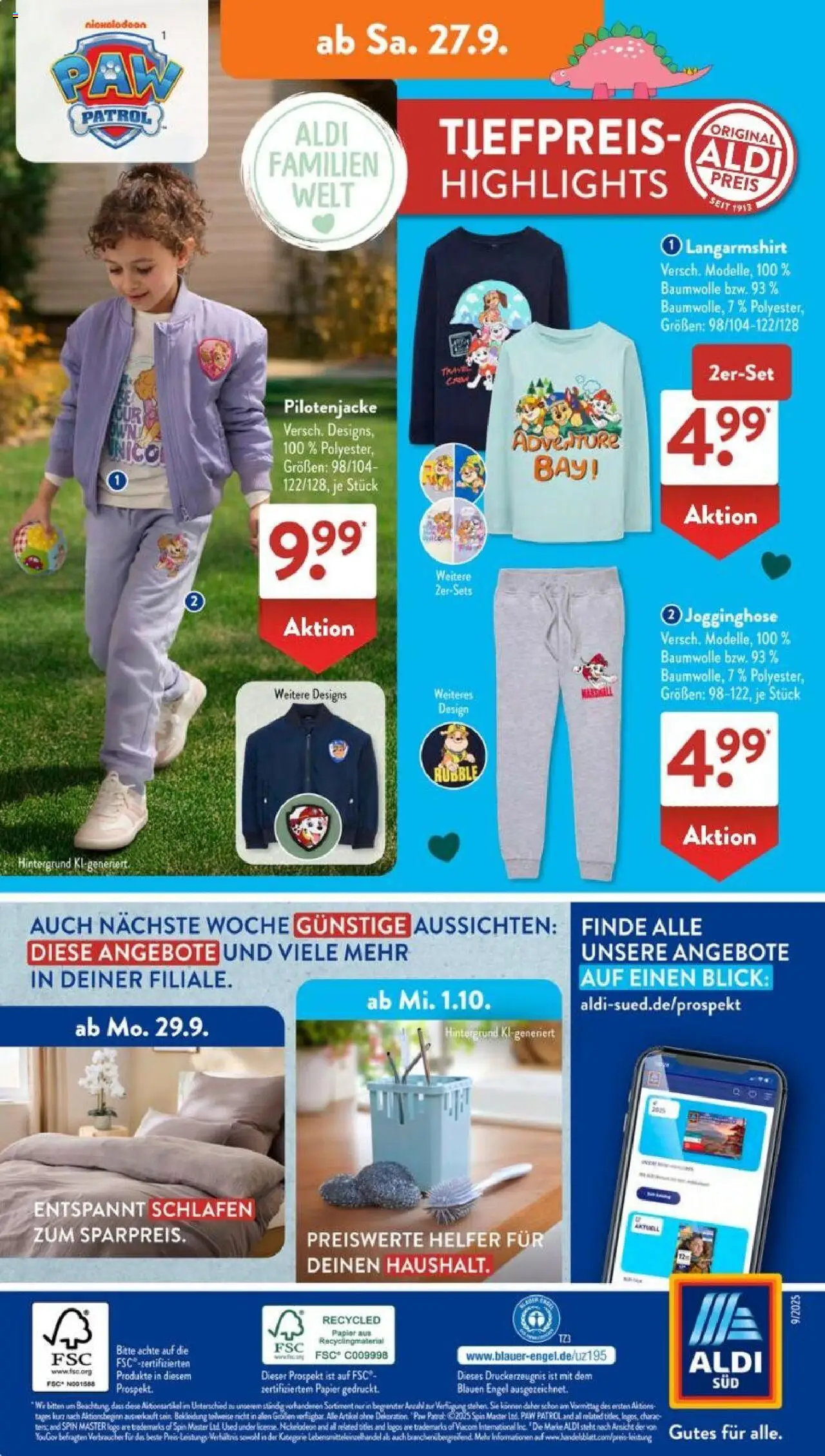 Aldi Süd Prospekt 	 – gültig ab 22.09.2025 | Seite: 20 | Produkte: Jogginghose, Langarmshirt