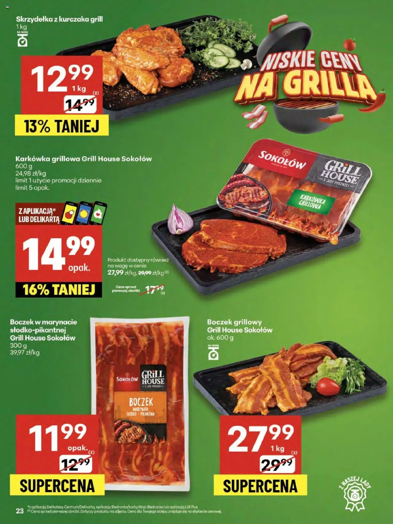 Delikatesy Centrum Gazetka od 21.08.2025 | Strona: 23 | Produkty: Skrzydełka z kurczaka, Grill, Delikatesy, Boczek